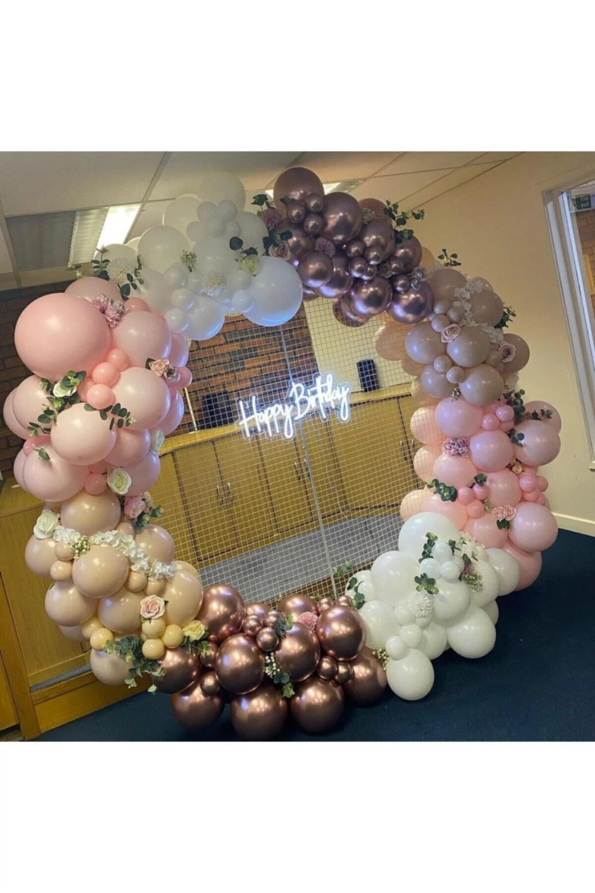 Krom Pembe Pastel Pembe Ten Rengi Ve Beyaz Balon Zinciri 100 Adet - PEKSHOP