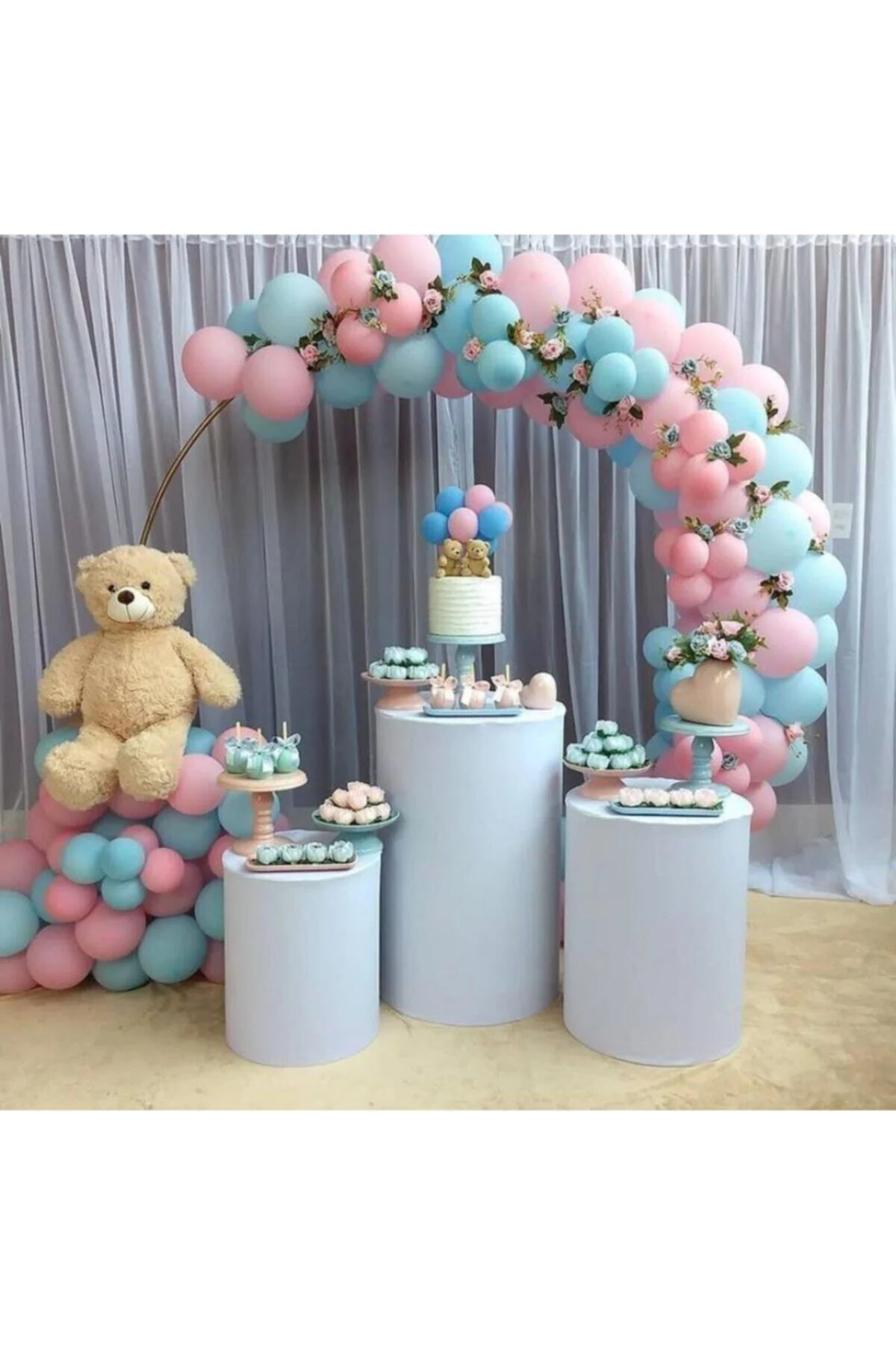 Cinsiyet Belirleme Konsept Balon Pembe Mavi Balon Zincir 100 Adet Balon