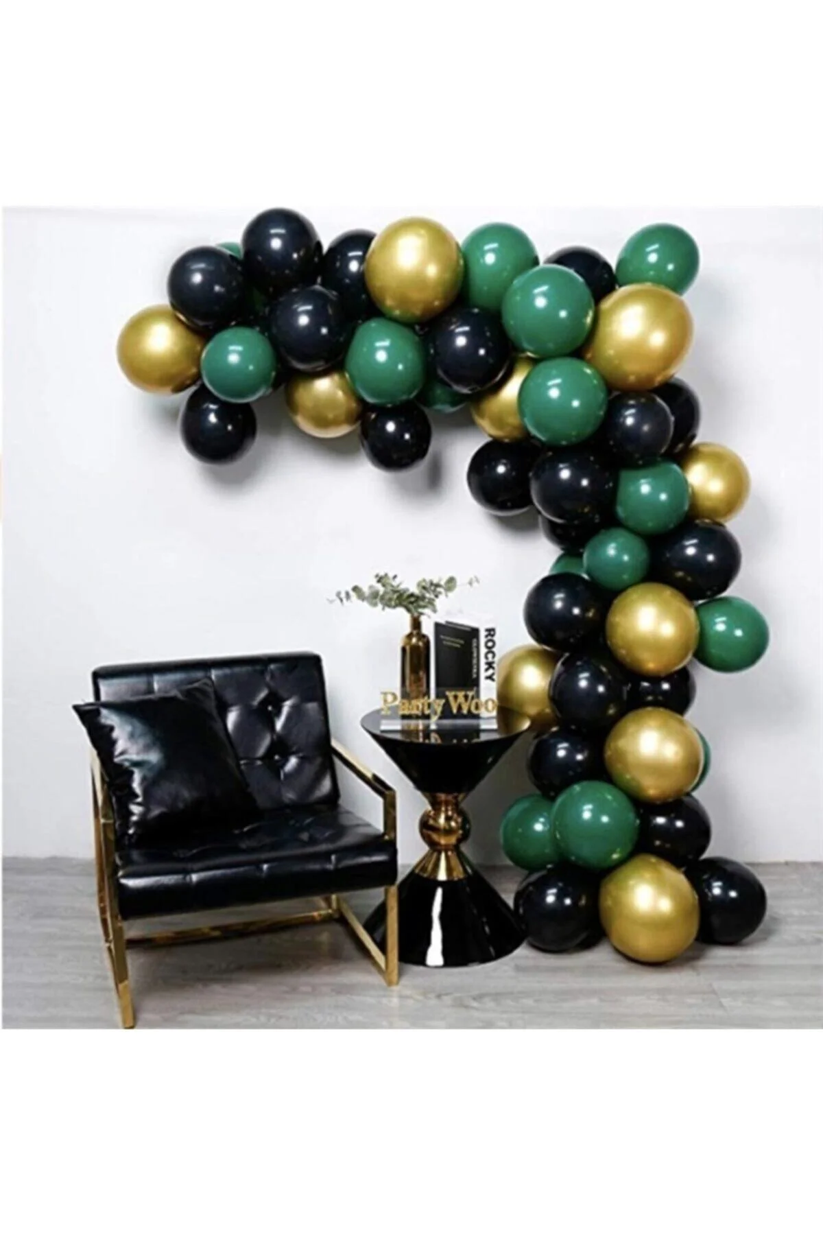 100 Adet Siyah Kombin Zincir Balon Seti 5 Metre
