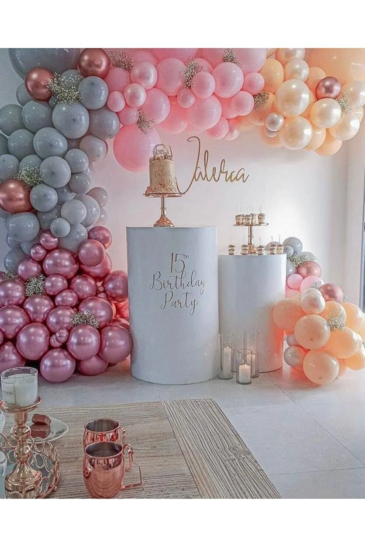 Krom Balon Pastel Balon Özel Gün Konsept Balon Zinciri