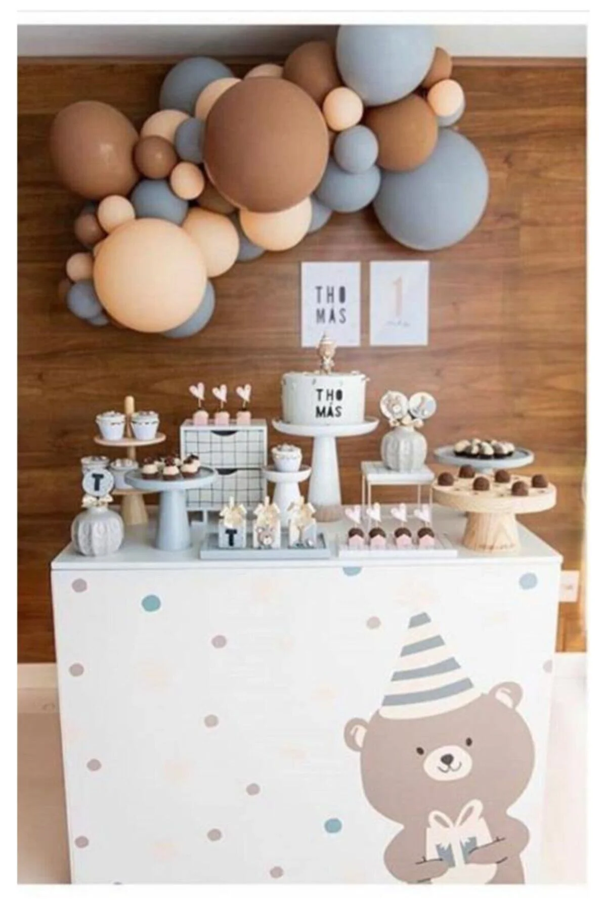 Pastel Balon Zincir Kahverengi Gri Somon 100 Adet - PEKSHOP