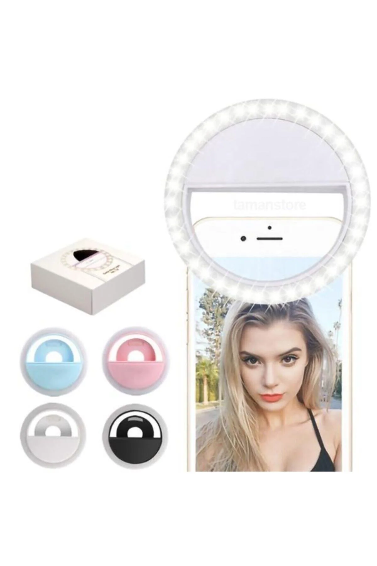 Siyah Renk 3 Kademeli Işık Ayarlı Selfie Işığı Led Cep Telefonu Fotoğraf Çekim Aparatı