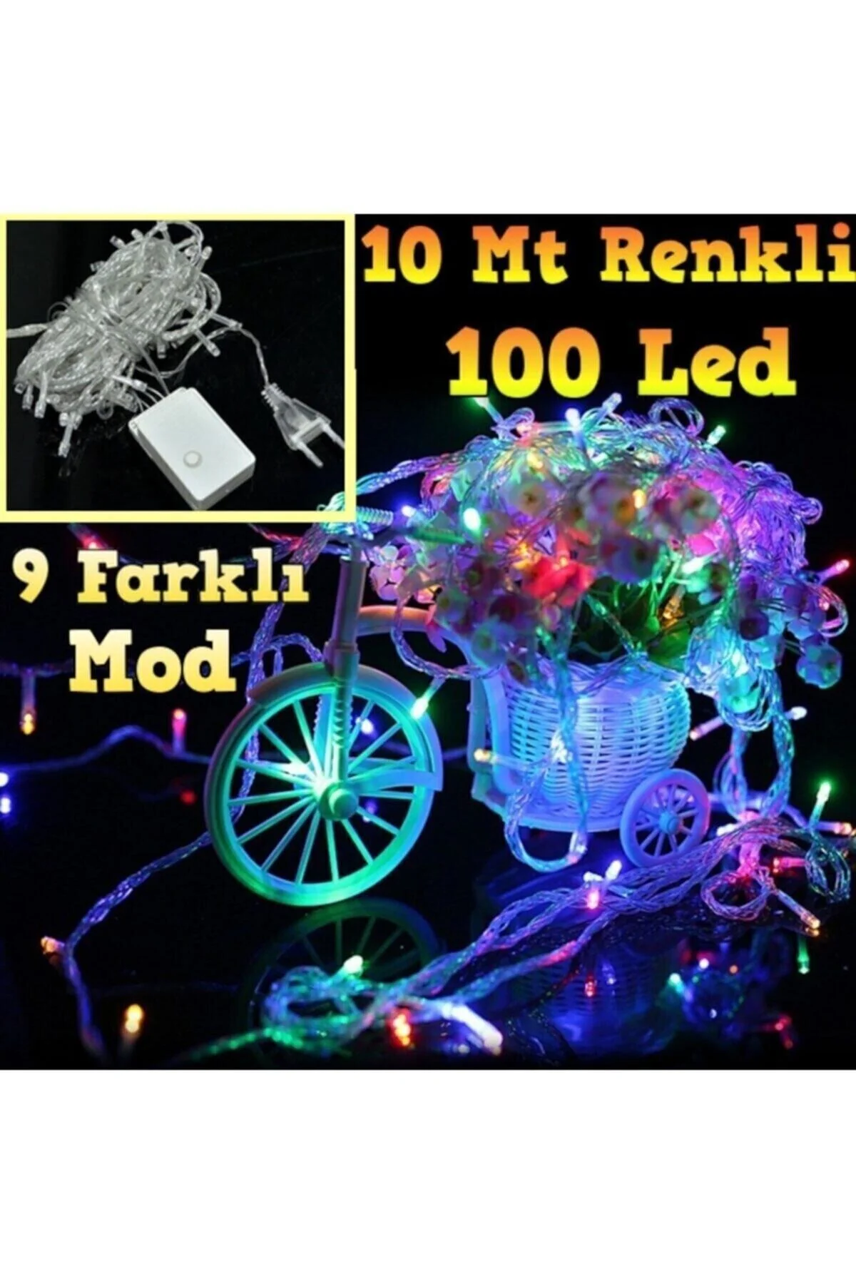 100 Ledli Yılbaşı Led Işık Süs 10 Metre Parti Led Işıkları Rgb - PEKSHOP Görsel 2