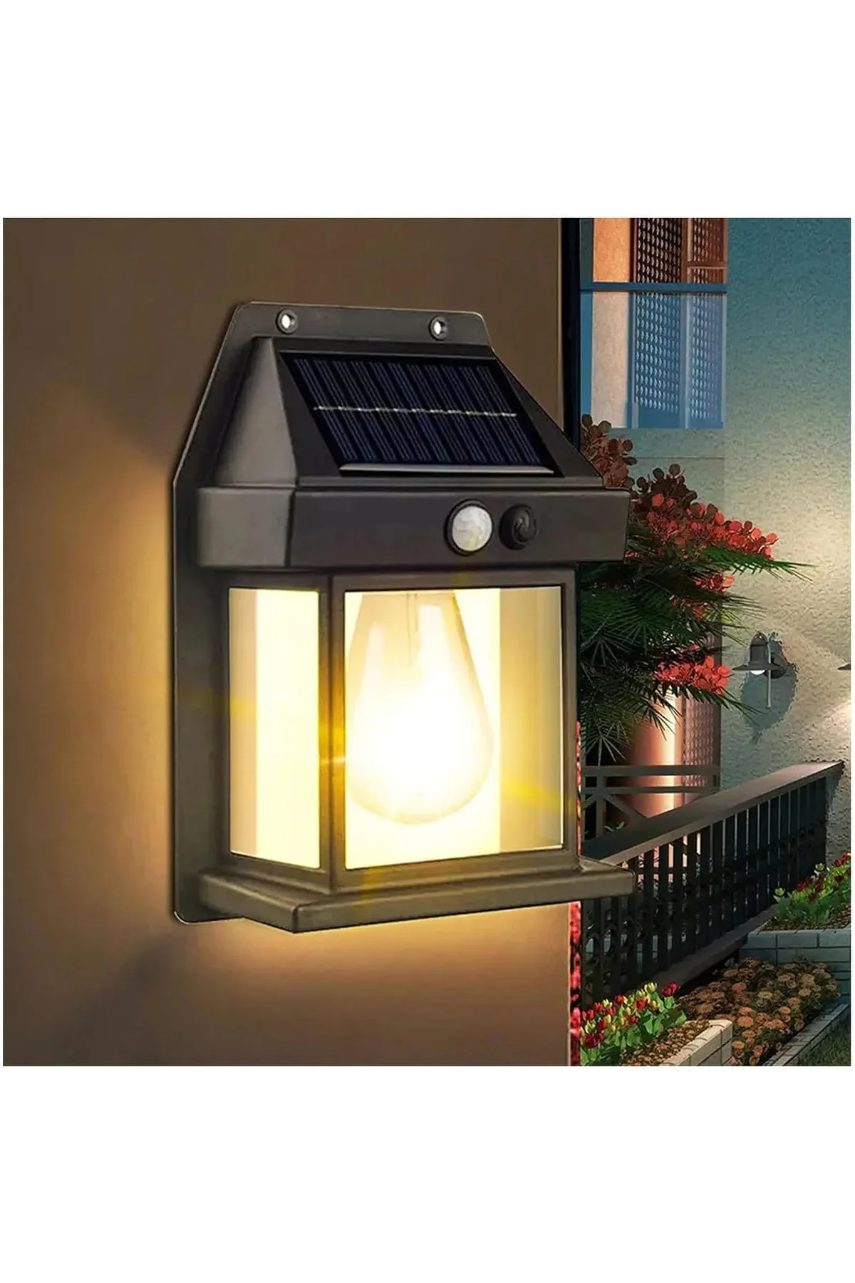 Solar Enerjili Led Bahçe Aydınlatması Su Geçirmez Lamba Bahçe Garaj Ev Aydınlatma Siyah 1 Ad - PEKSHOP Görsel 3