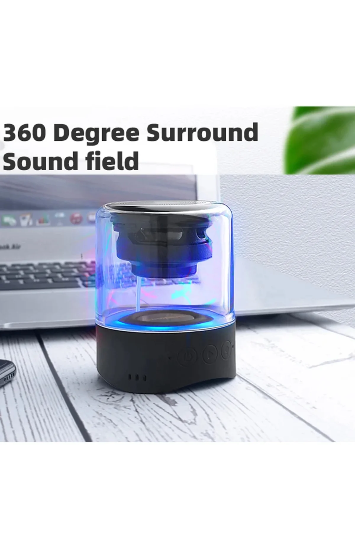 MK-22 Bluetooth ikili Speaker Kablosuz Hoparlör LED ışık Mega Bas Taşınabilir - Fineblue Görsel 3
