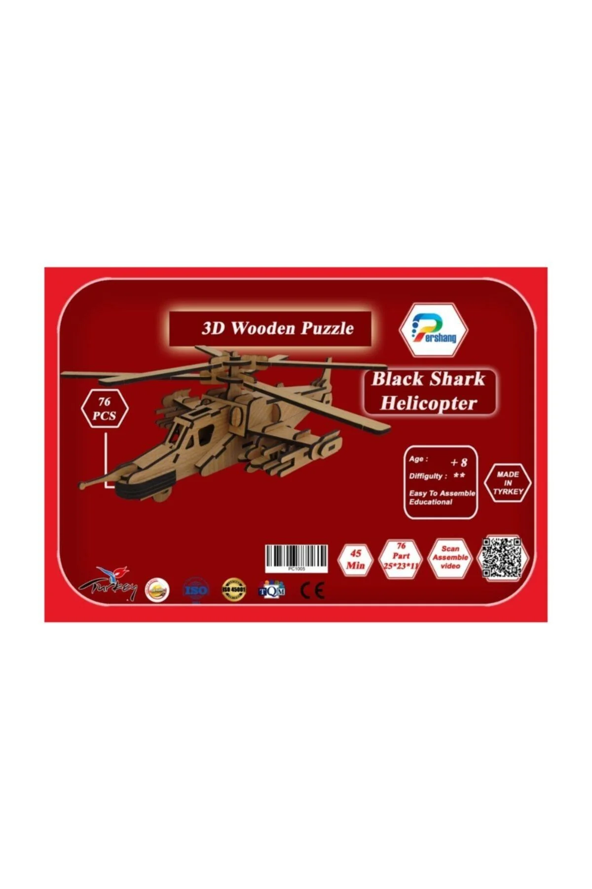 3d Puzzle Üç Boyutlu Puzzle Savaş Helikopteri 76 Parça