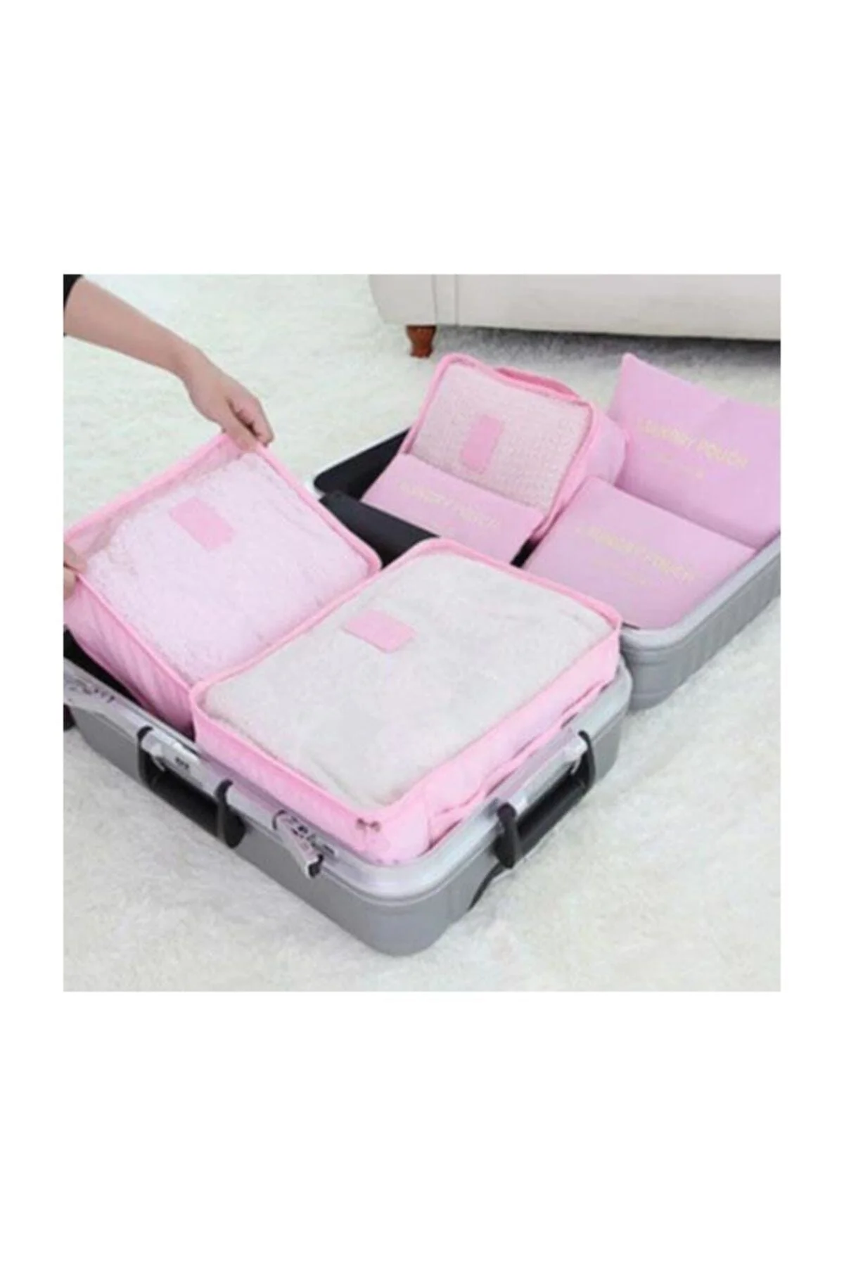Bavul Içi Düzenleyici Organizer 6lı Set - Pembe - renn Görsel 2