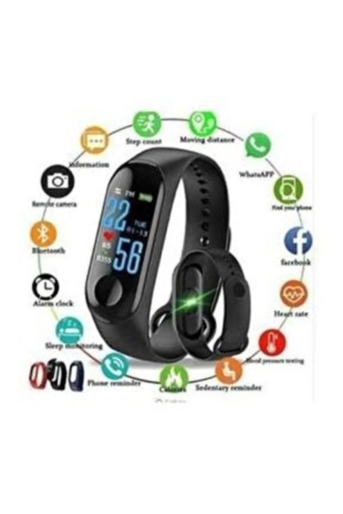 M3 Uyumlu Band Spor Modları, Nabız Ölçer Akıllı Bileklik Akıllı Saat - Angel Eye Görsel 2