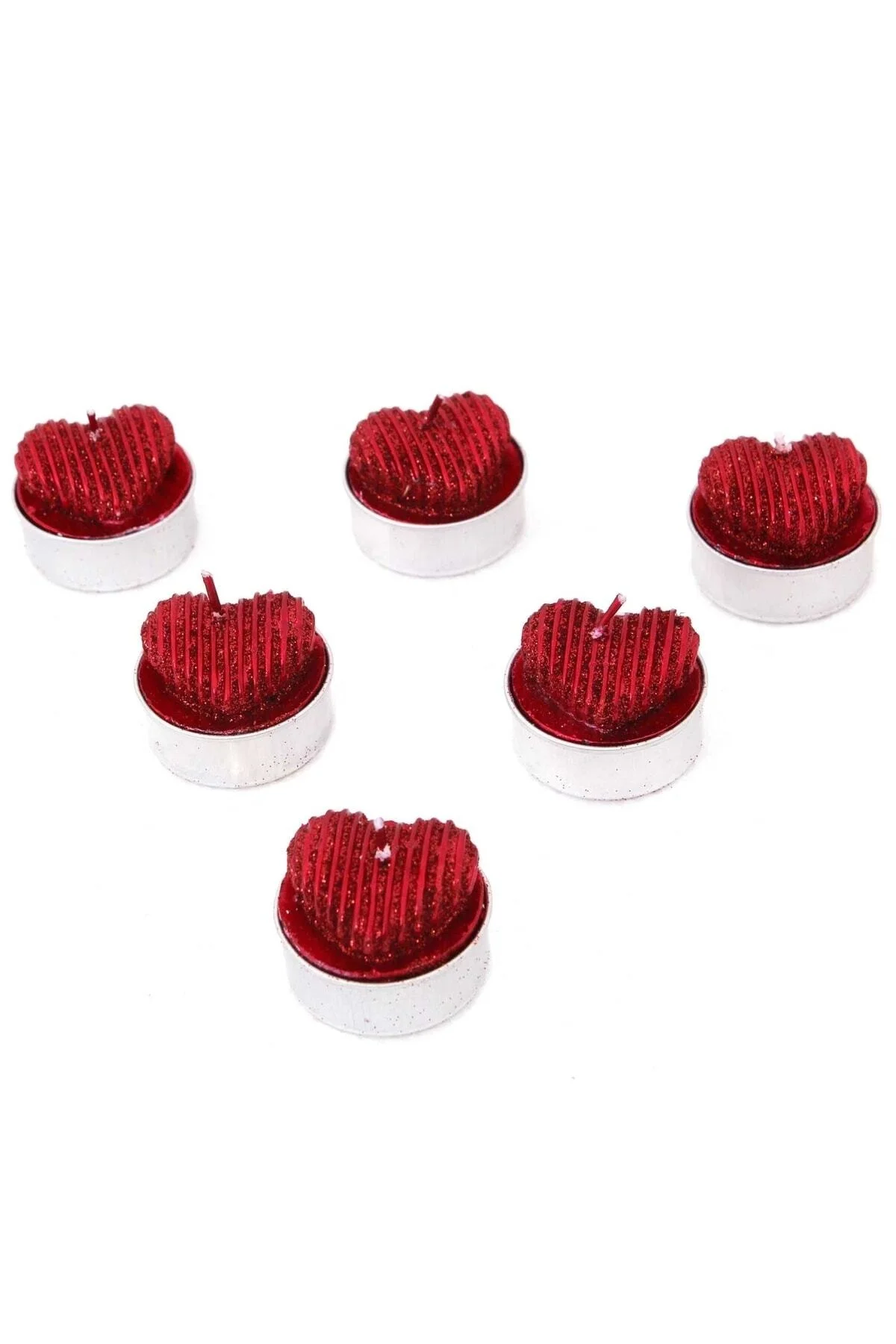 Dekoratif Mum Tealight Kalp Mum 4cm 6lı Paket