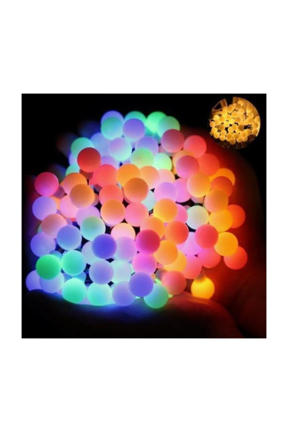 Dekoratif Renkli Led Işıklı Toplar Kablolu Yanıp Sönen 28 Led Top - pazariz Görsel 2