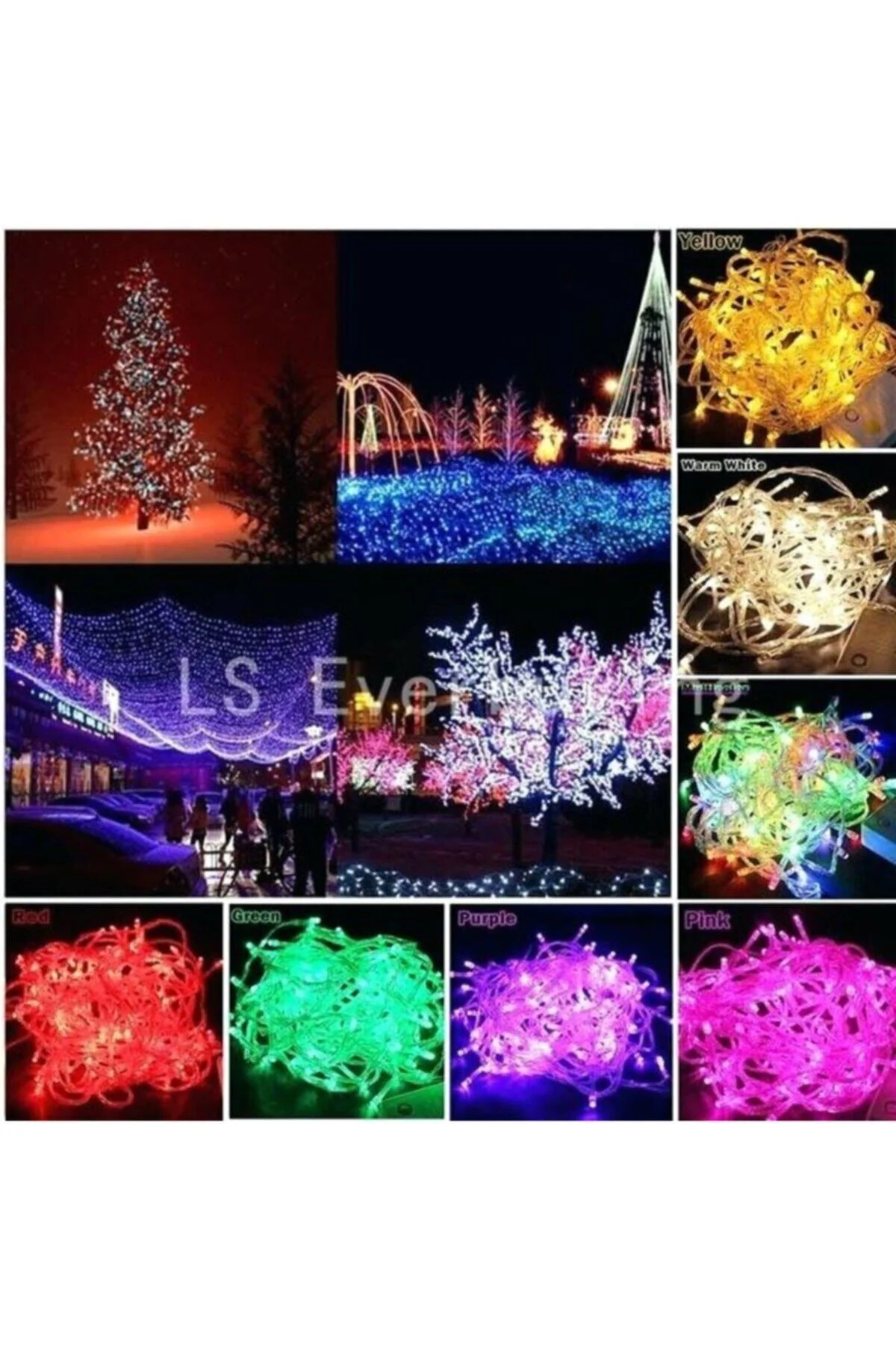 100 Led Işıklı Yılbaşı Işığı Ağaç Vitrin Süsleme Işık 5 Mt Karışık Renk - PEKSHOP Görsel 2