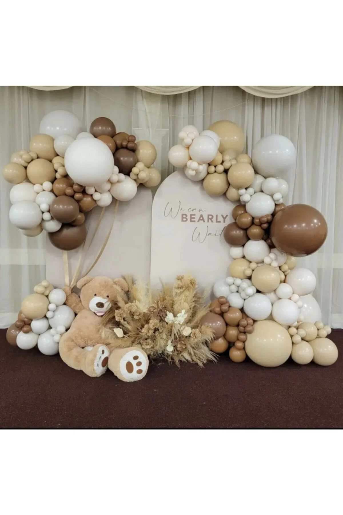 Pastel Karamel Sütlü Kahve Ve Beyaz Balon Zinciri 100 Adet