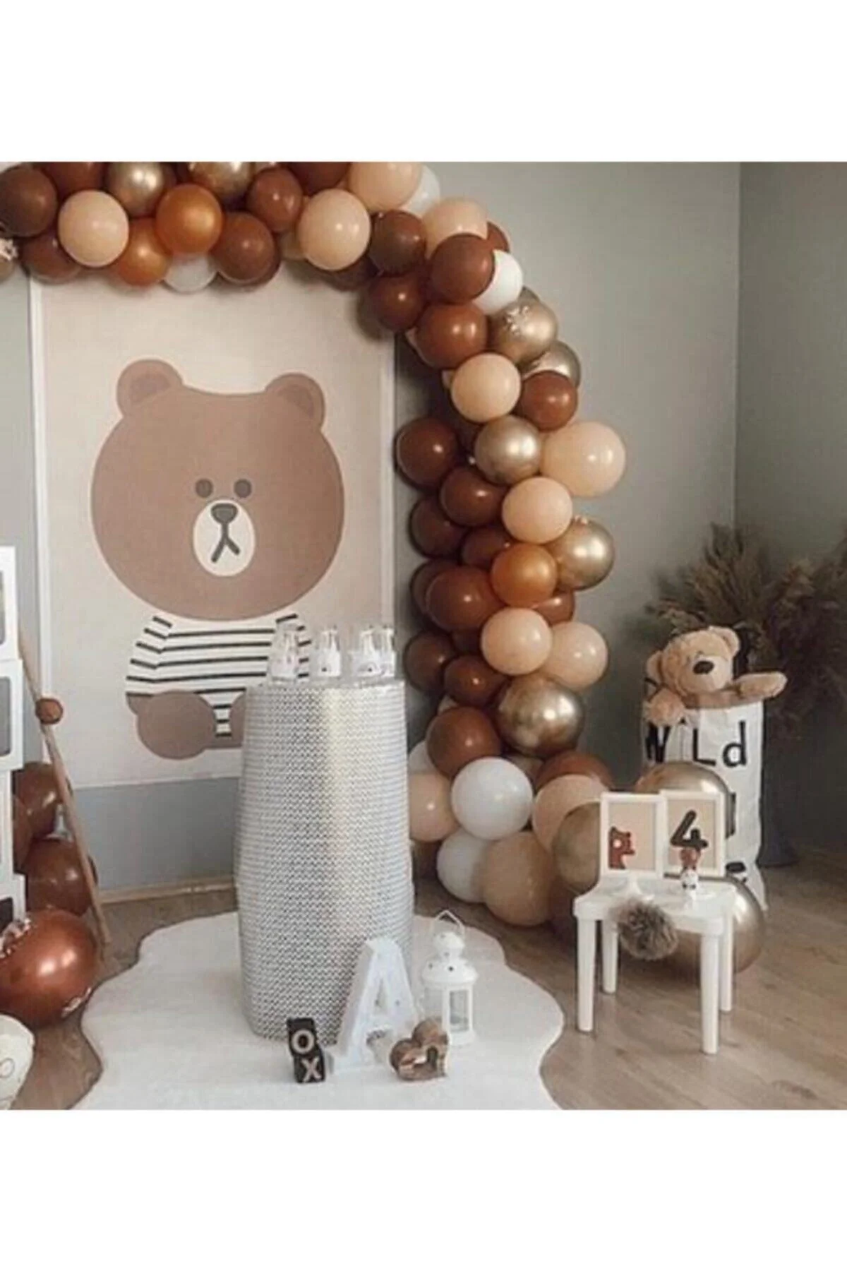 Krom Gold Pastel Karamel Somon Beyaz Balon Konsept Balon Zinciri