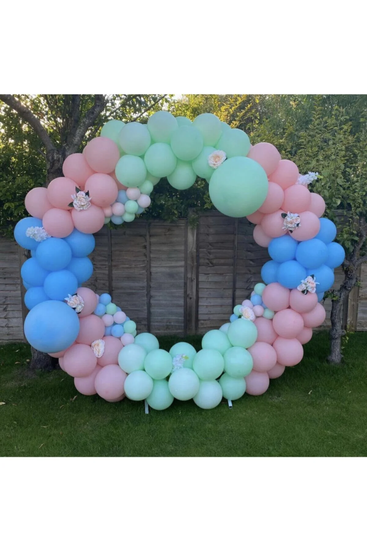 Makaron Pembe Mavi Mint Yeşili Balon Zinciri 100 Adet