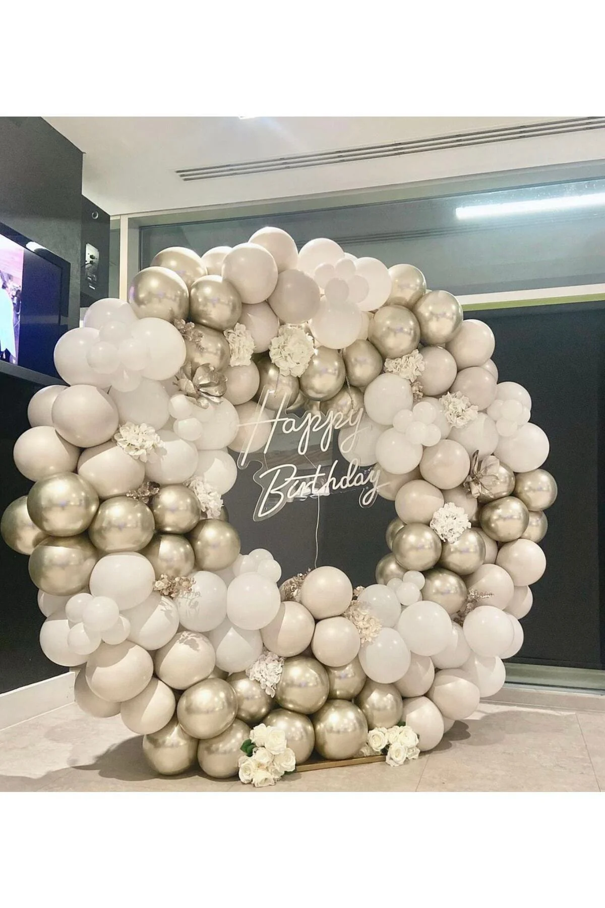Krom Beyaz Altın Ve Pastel Beyaz Balon Zinciri 100 Adet