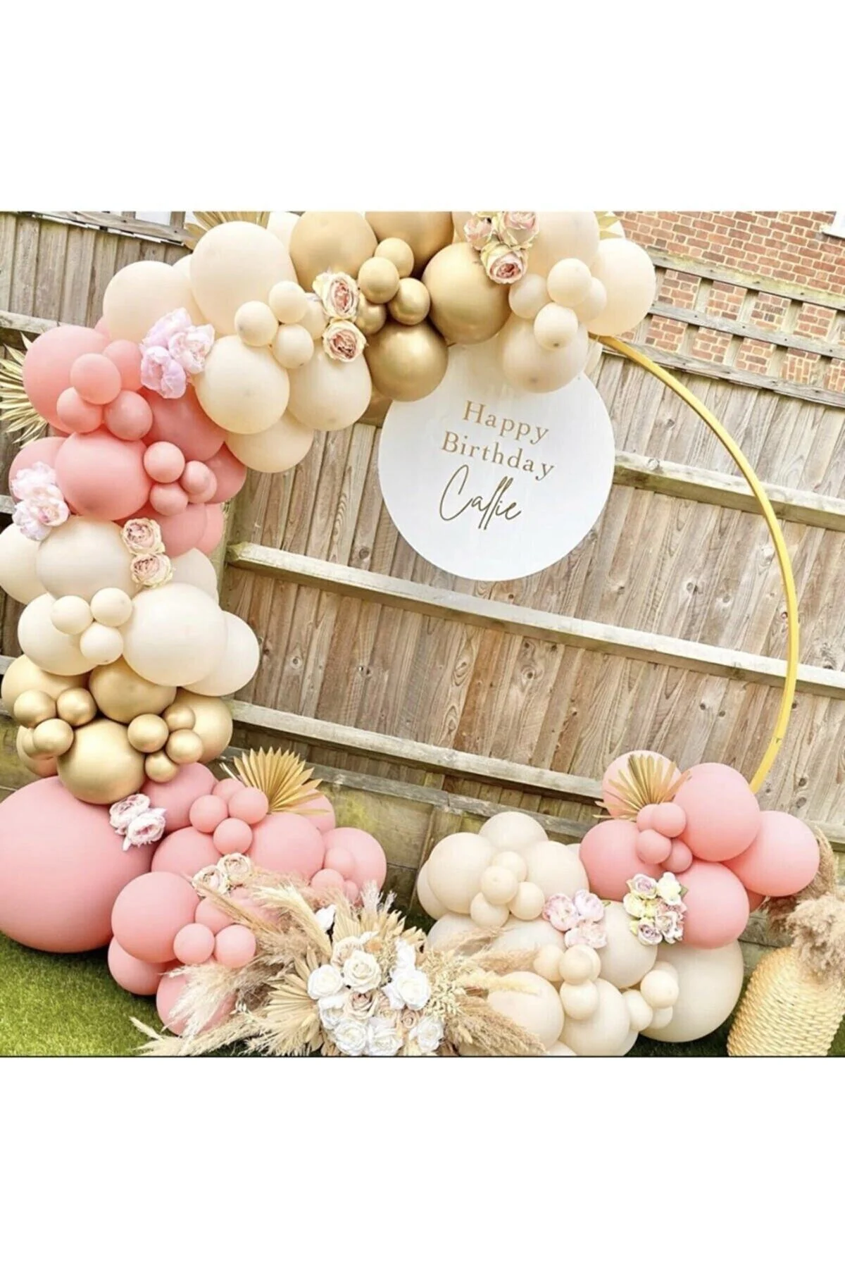 Krom Gold Makaron Pembe Ve Deniz Kumu Balon Zinciri 50 Adet - PEKSHOP Görsel 2