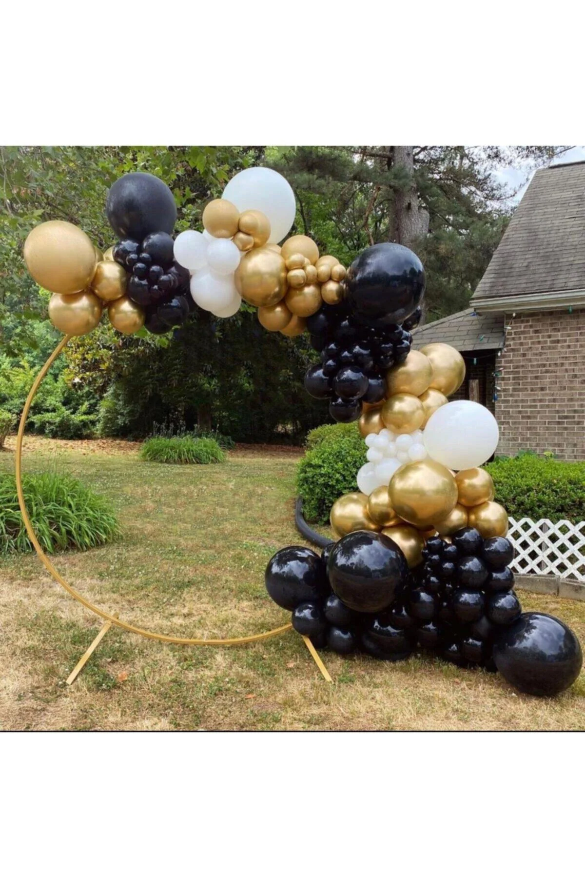 Krom Gold Pastel Siyah Beyaz Balon Zinciri 100 Adet Lüx