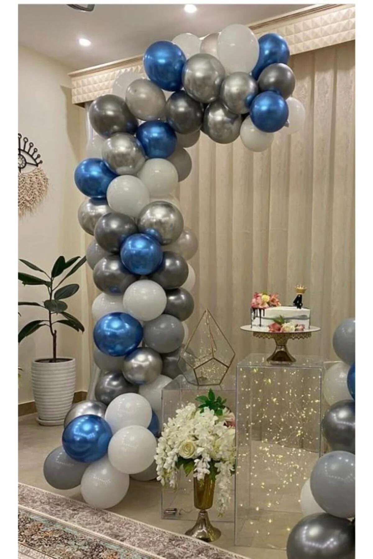 Krom Mavi Gri Pastel Tonlar Balon Zincir