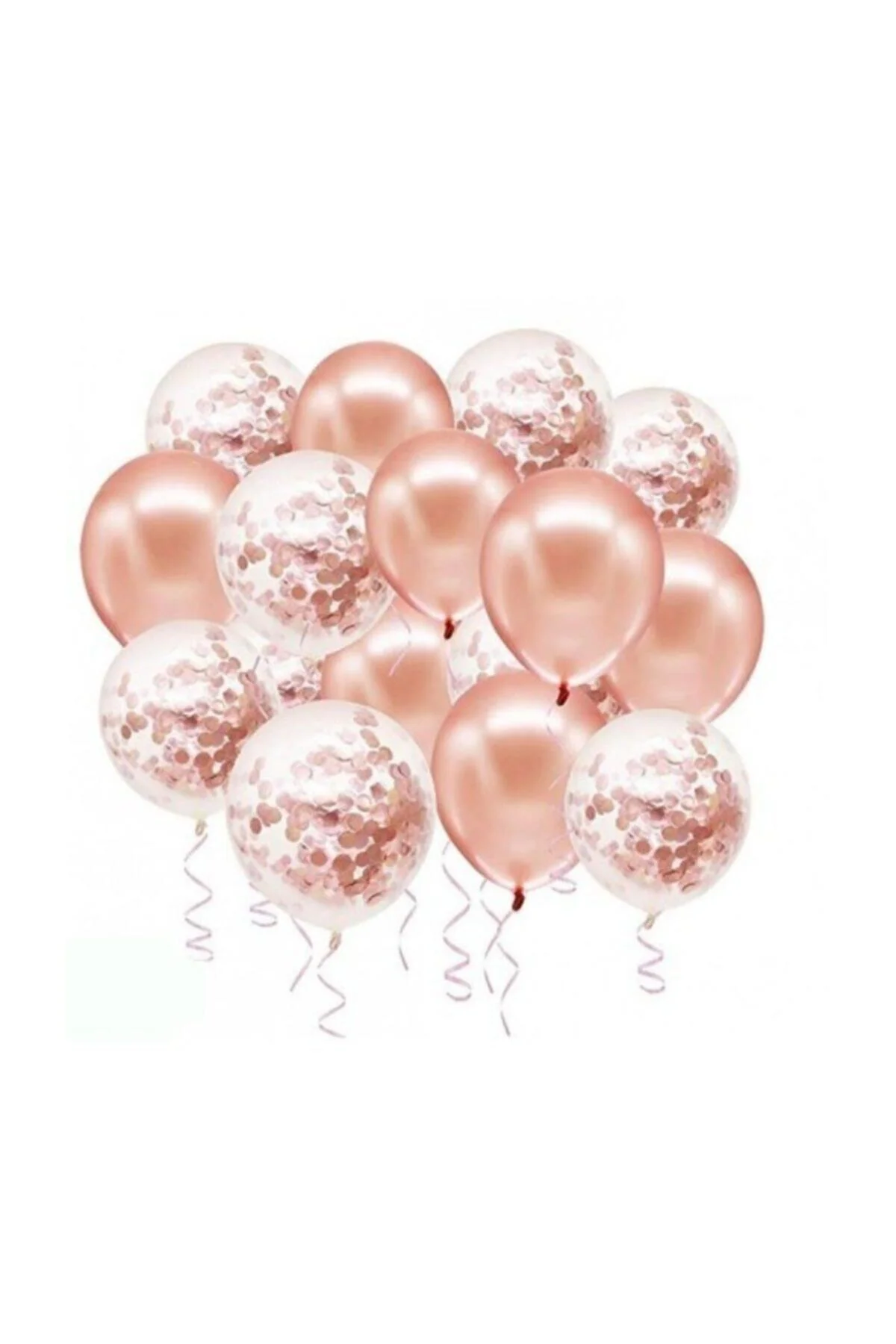 12 Inç Standart Boy Konfetili Balon 20 Adet Rose Gold