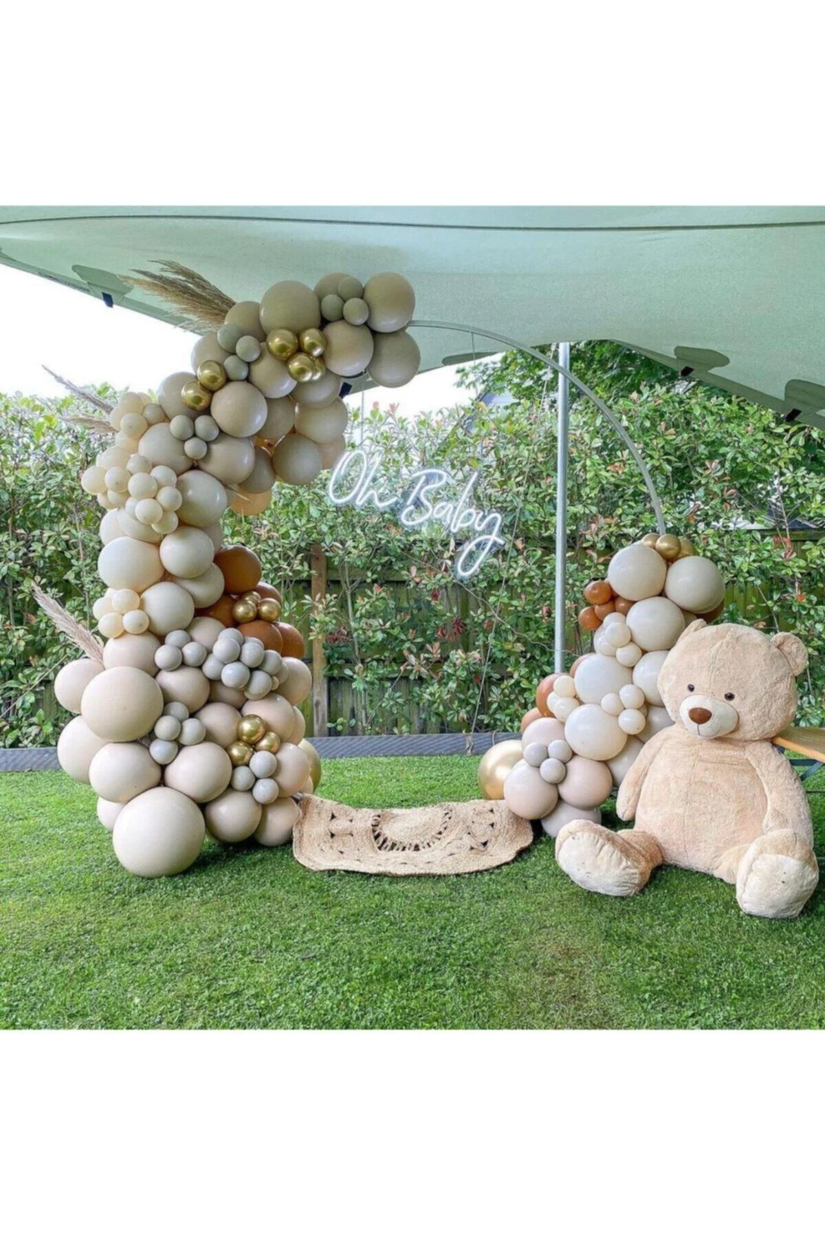 Krom Gold Pastel Deniz Kumu Taş Ve Duman Balon Zinciri 100 Adet