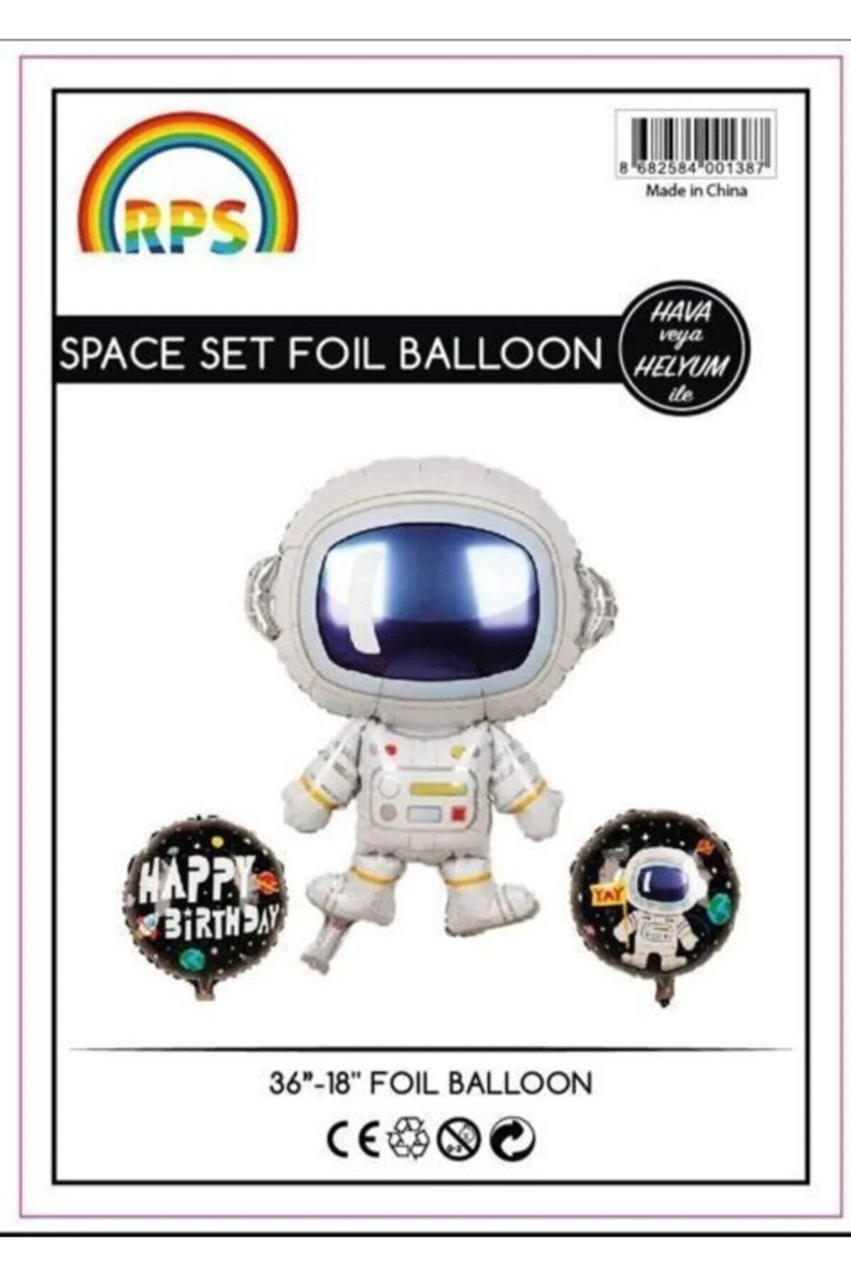 Astronot 3 Lü Set Folyo Balon