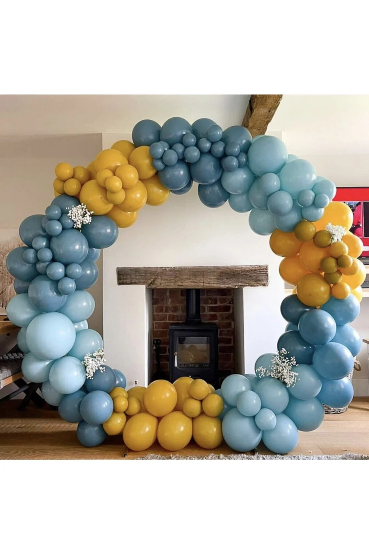 Retro Zerdeçal Derin Okyanus Ve Fırtın Mavisi Balon Zinciri 100 Adet