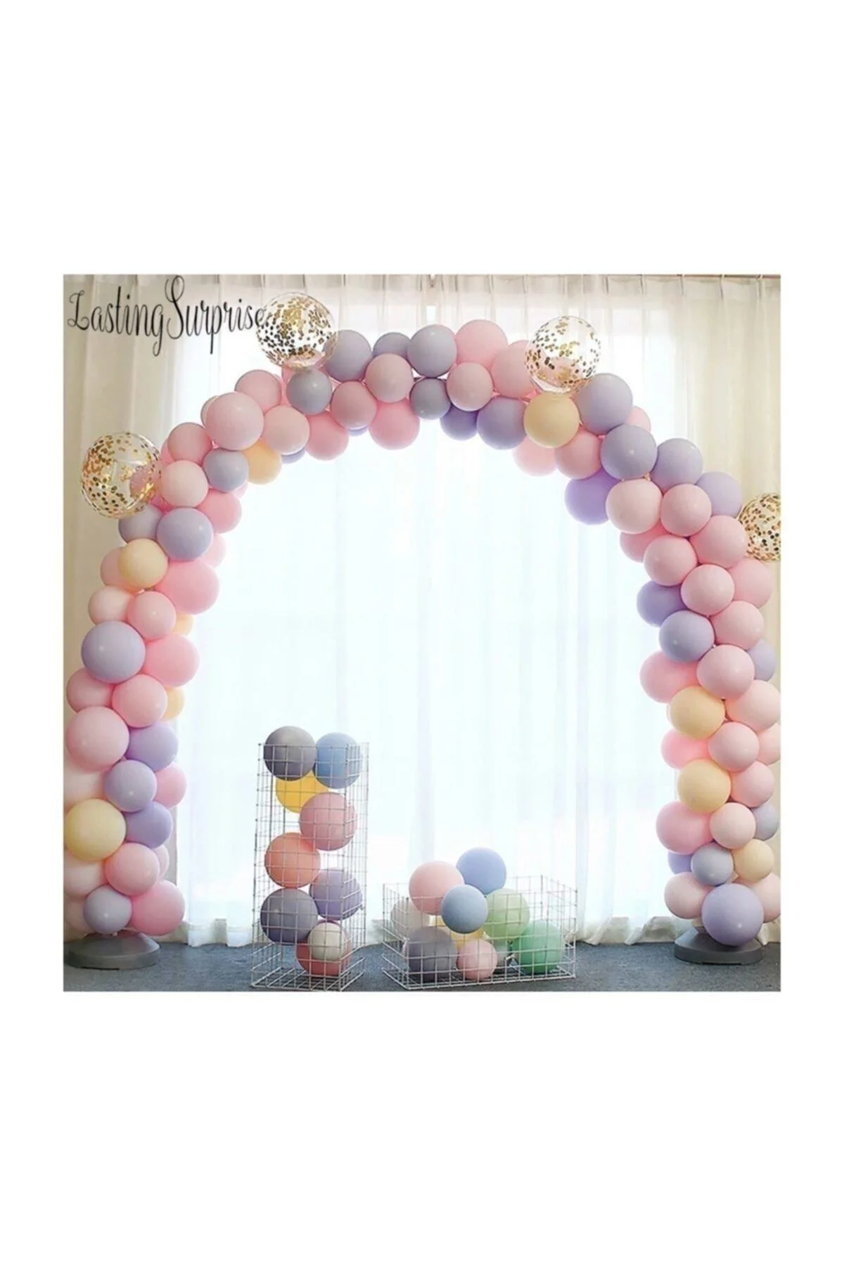Makaron Balonlu Zincir Balon Seti 5 Mt Zincir 125 Balon Karışık Kb1248