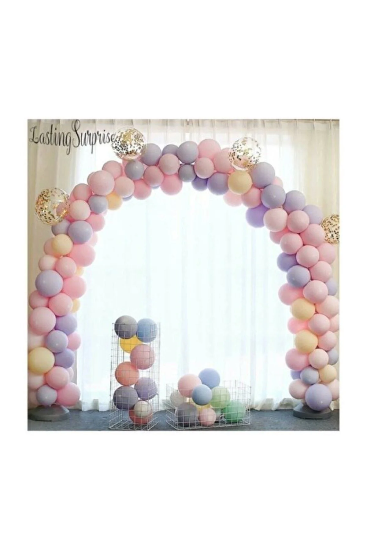 Makaron Balonlu Zincir Balon Seti 5 Mt Zincir 100 Balon Karışık