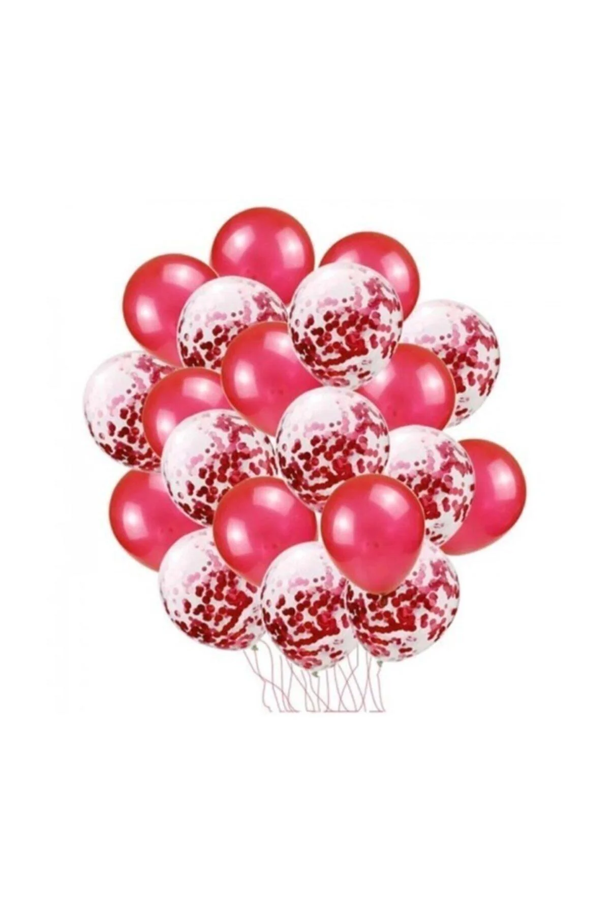 12 Inç Standart Boy Konfetili Balon 20 Adet Kırmızı