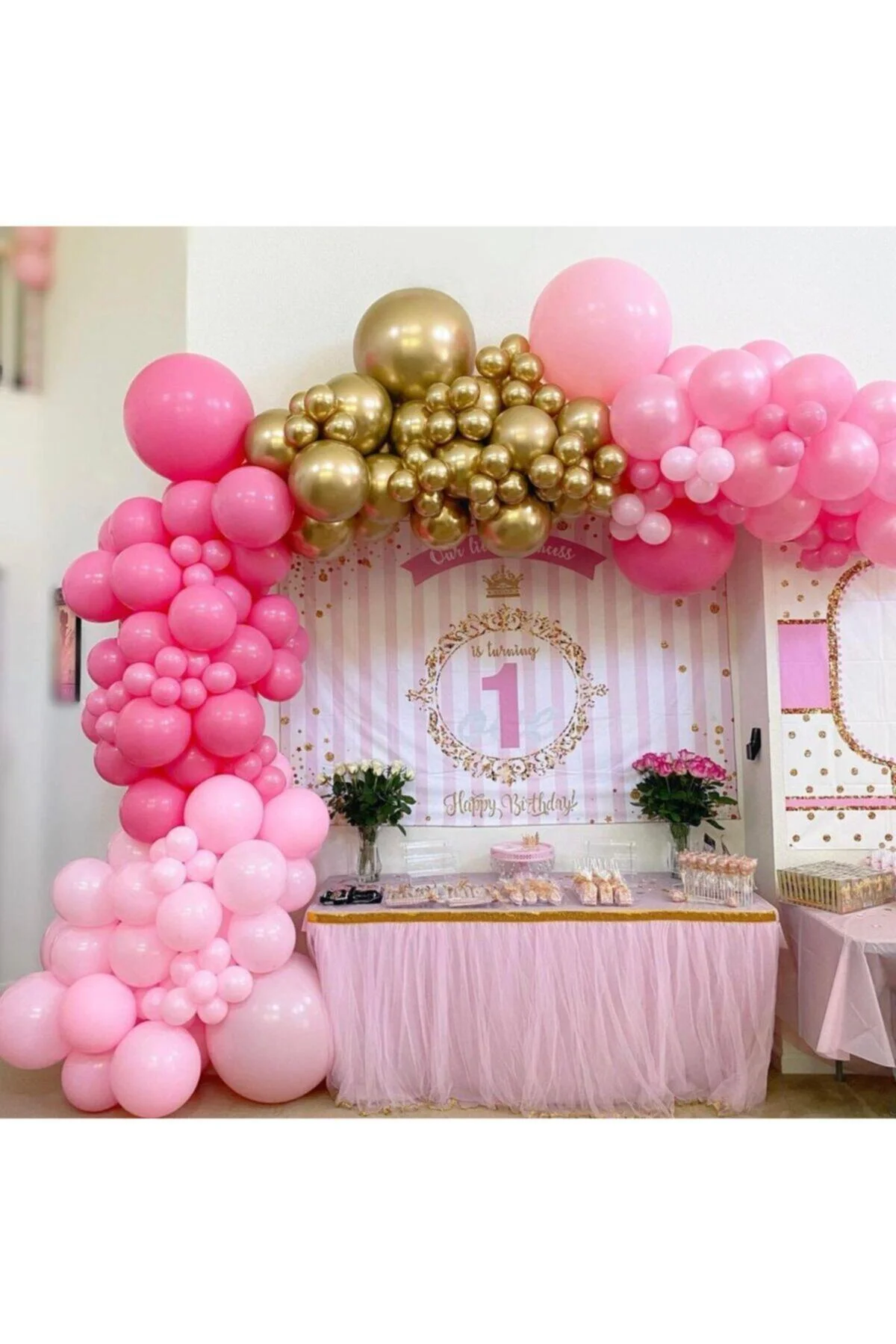 Krom Gold Pembe Fuşya Balon Zinciri 100 Adet