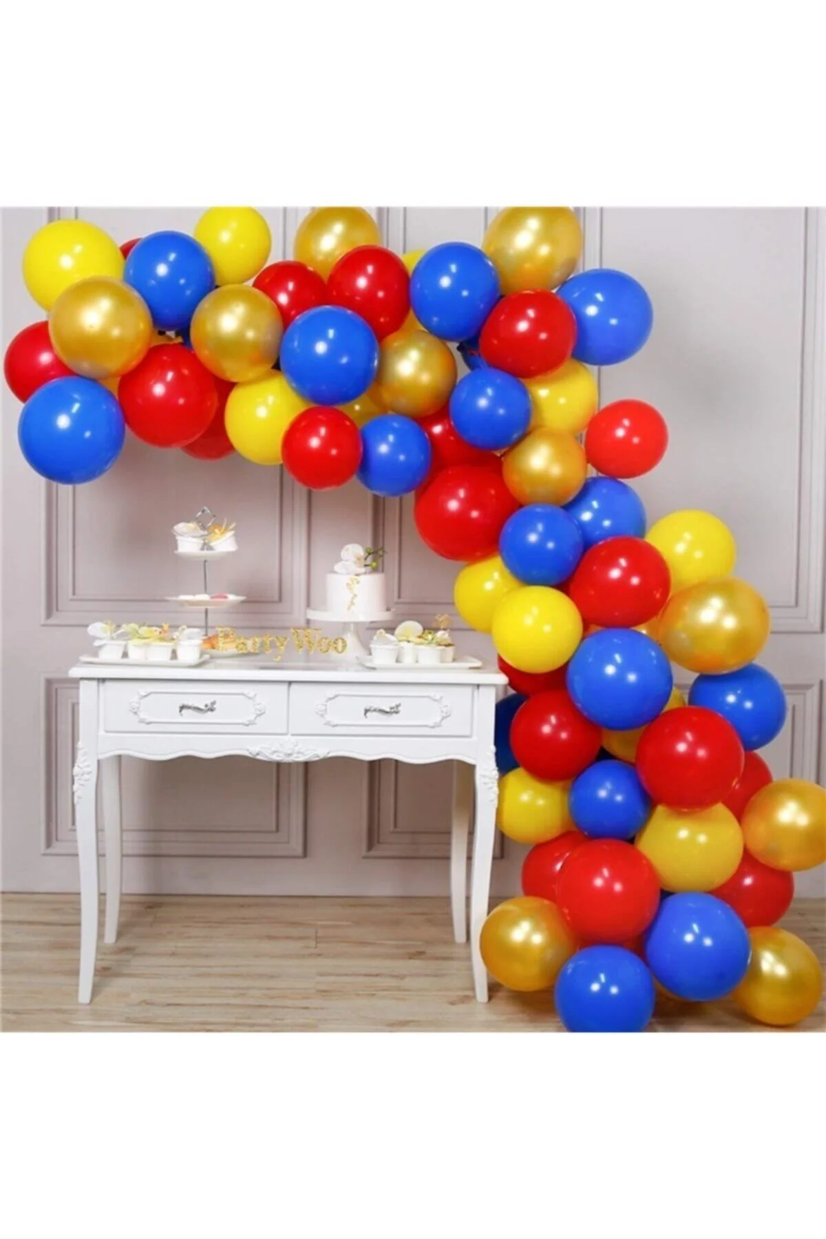 100 Adet Kırmızı Sarı Kombin Zincir Balon Seti 5 Metre
