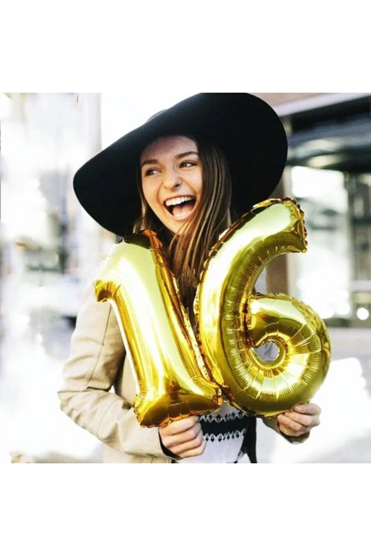8 Rakam Folyo Gold Renk Balon Küçük 35 cm - Partioutlet Görsel 2