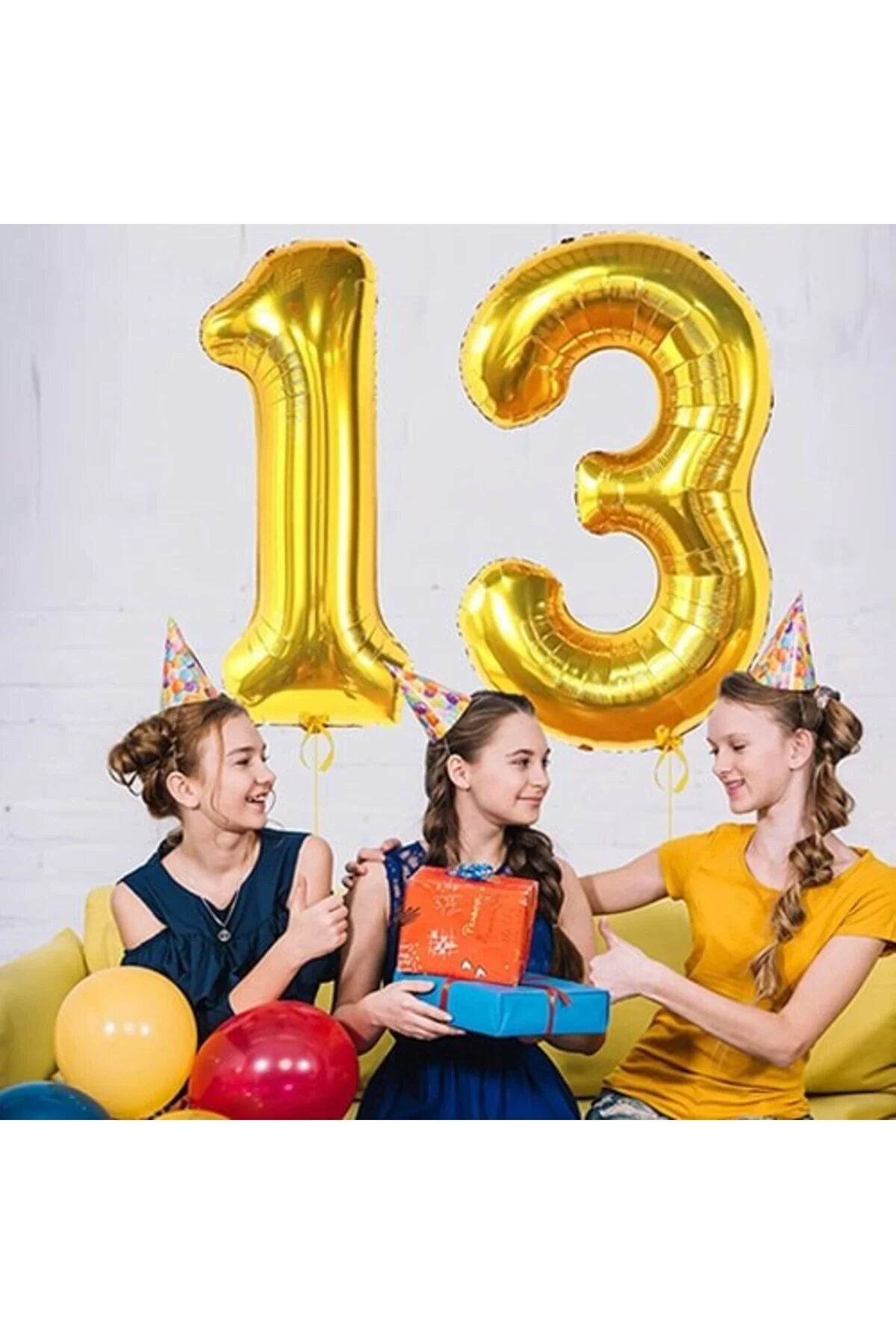 6 Rakam Folyo Balon Gold 100 cm - Partioutlet Görsel 2