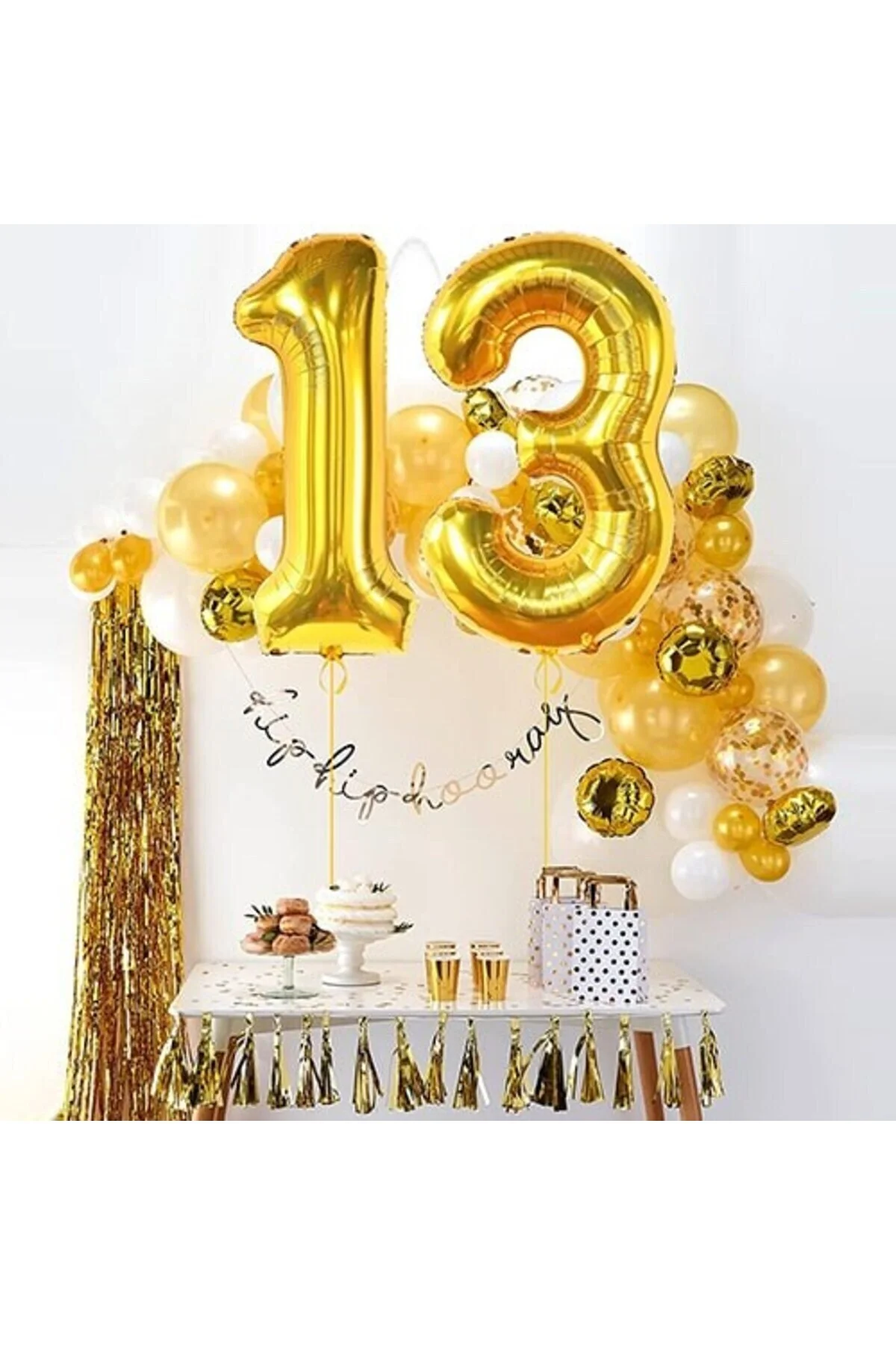 6 Rakam Folyo Balon Gold 100 cm - Partioutlet Görsel 3