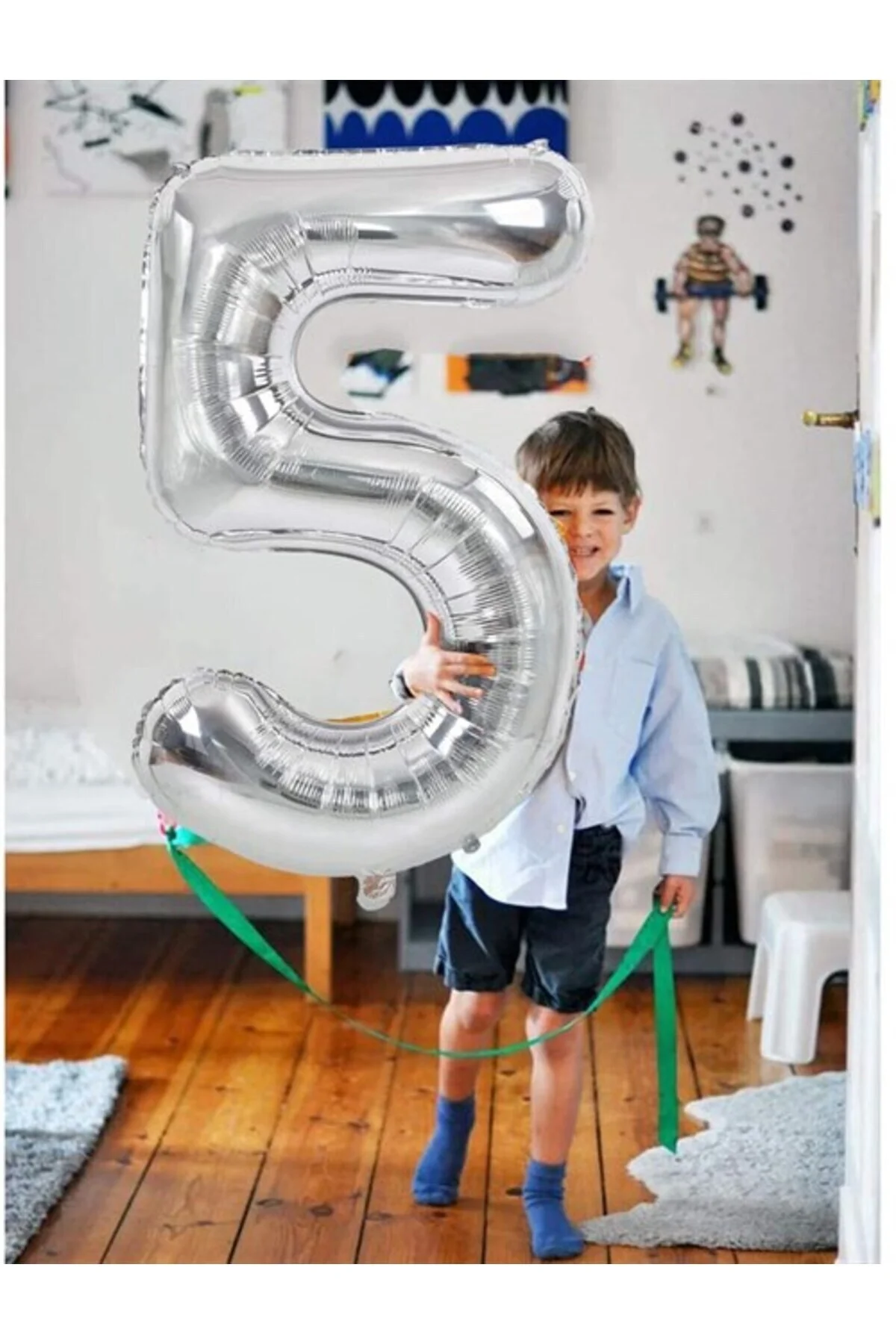 0 Rakam Folyo Balon Gümüş 100 cm - Partioutlet Görsel 4