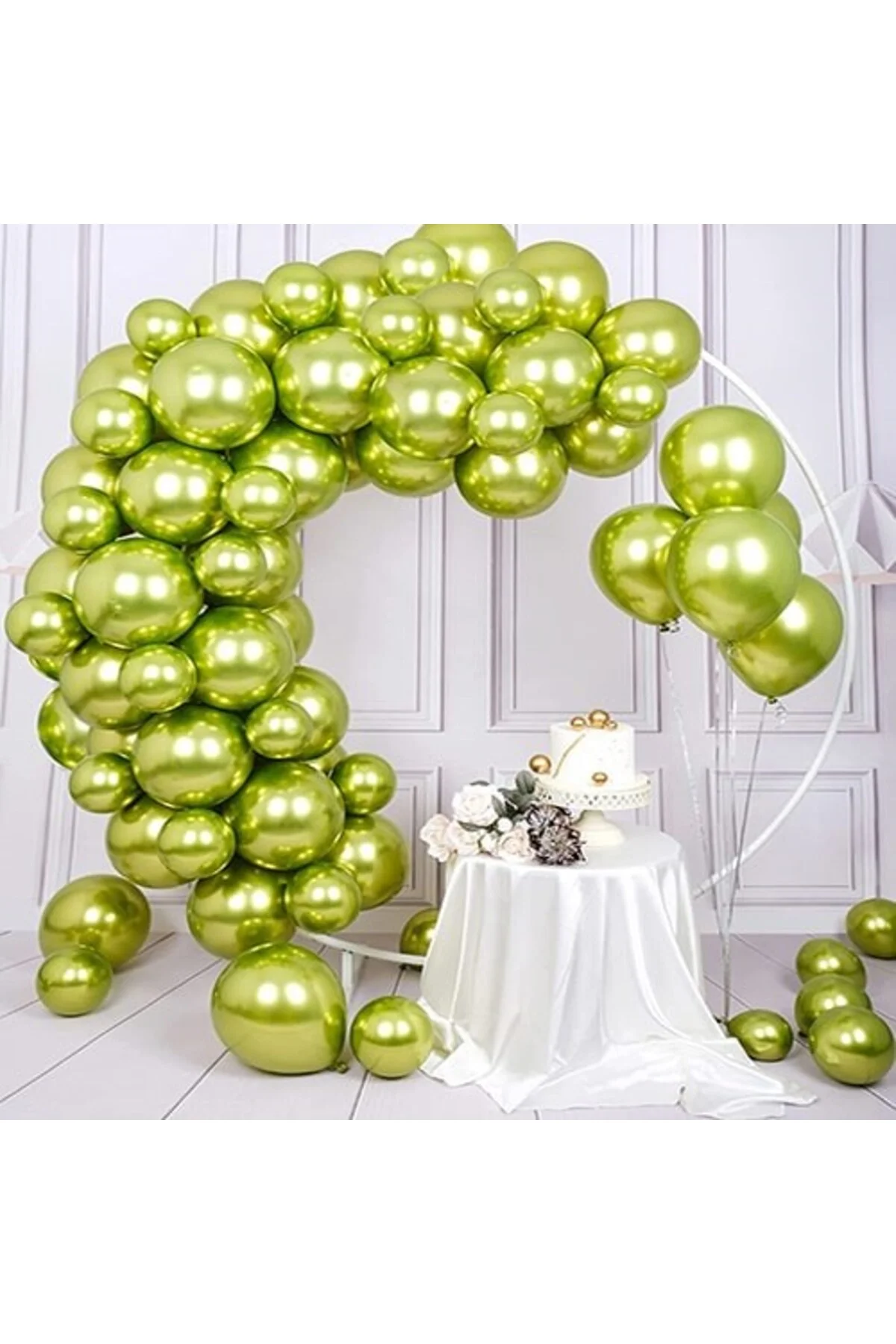 Fıstık Yeşili Renk Krom Balon 10 Adet - Partioutlet Görsel 4
