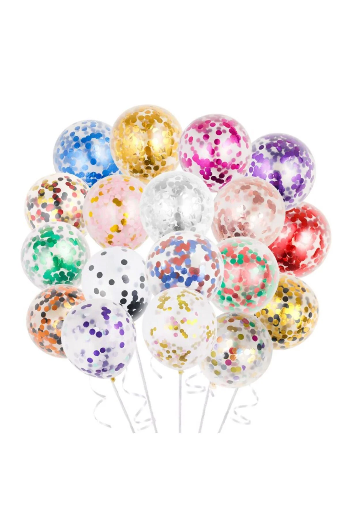 Pazarız Konfetili Balon Pullu Şeffaf Balon Seti 30 Adet - pazariz Görsel 2