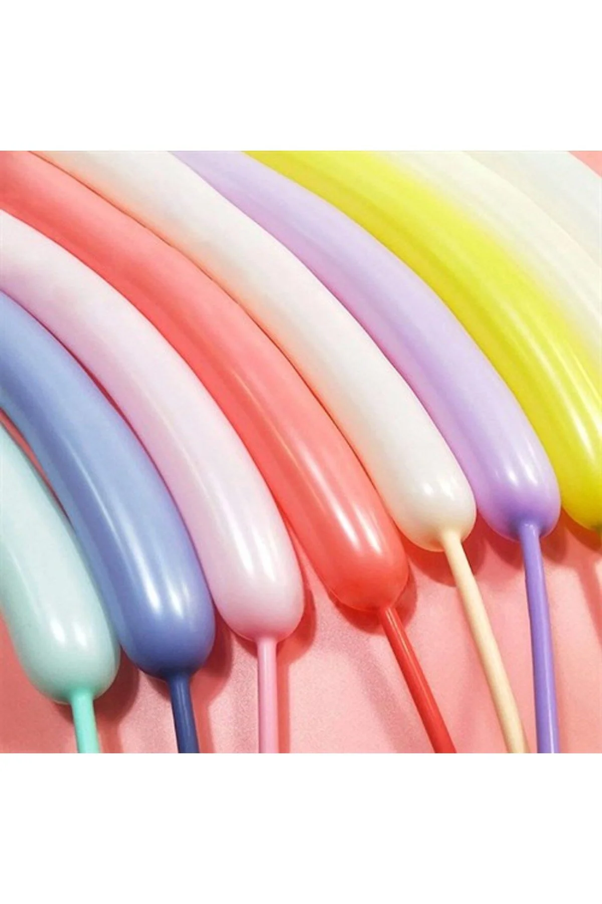Pastel Renkli Sosis Balon 20 Adet - Partioutlet Görsel 2