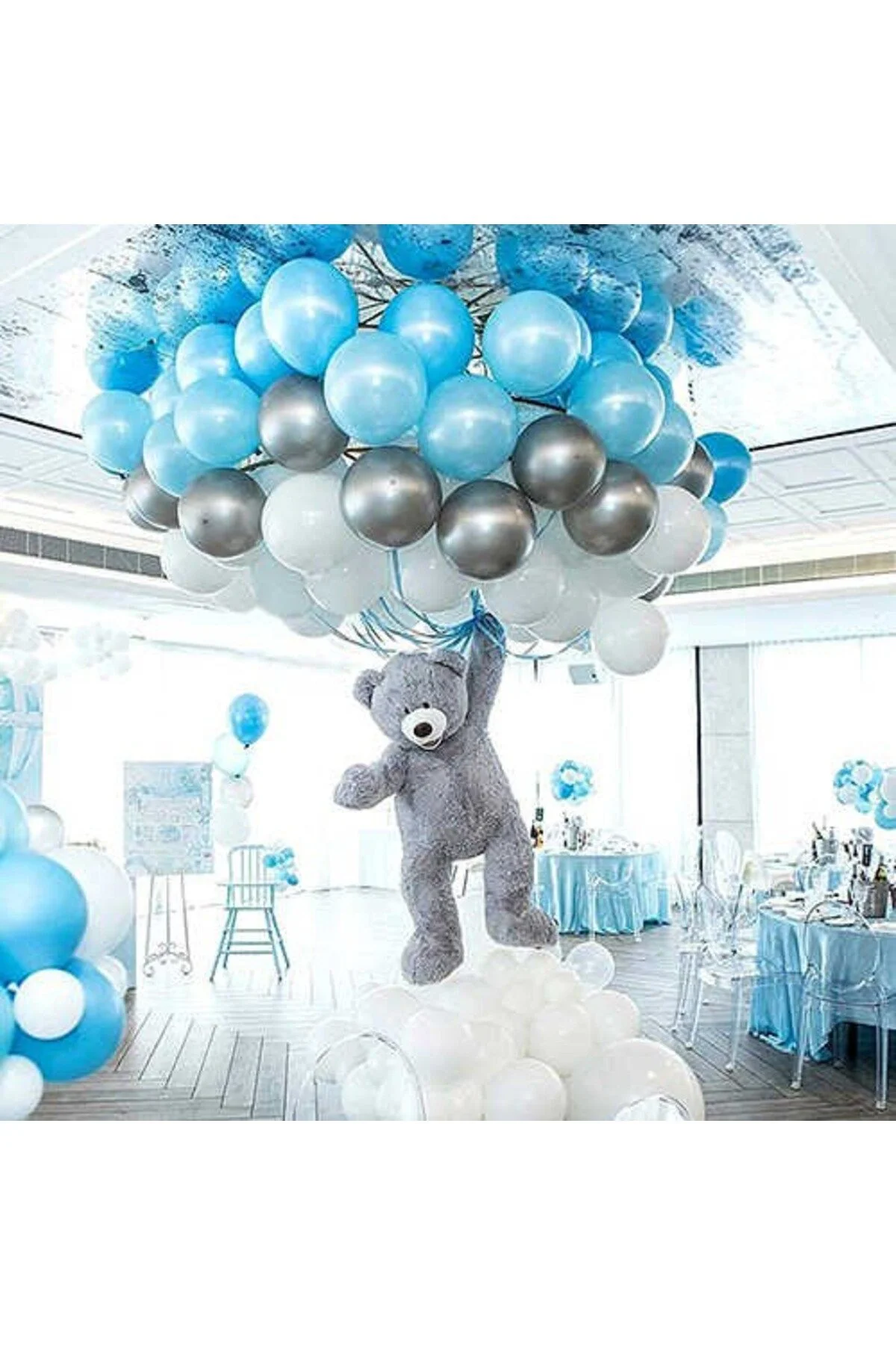 Mavi Metalik Balon 20 Adet - Partioutlet Görsel 4