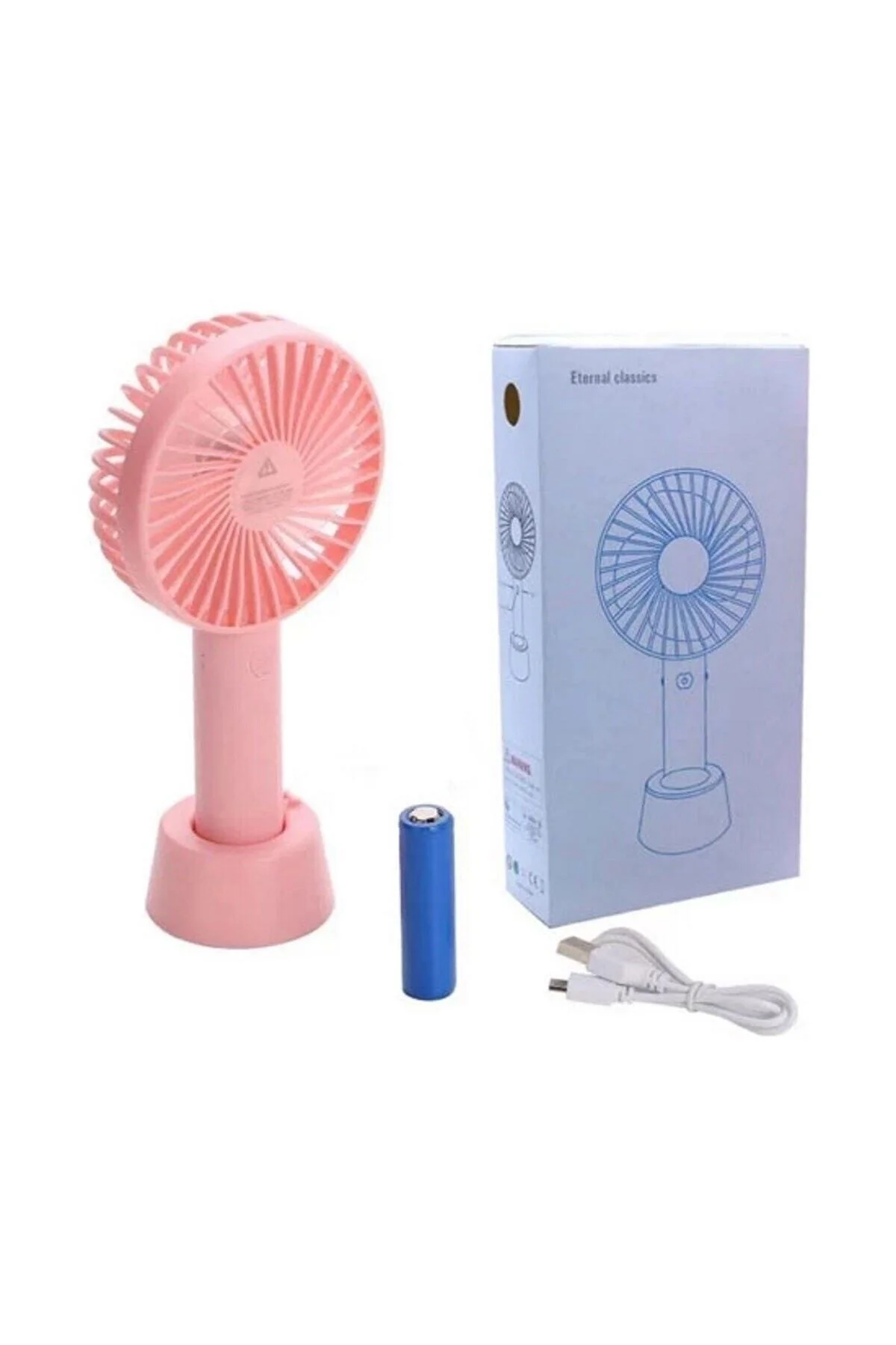 Şarjlı Fan Mini Taşınabilir El Ve Masa Üstü 3 Kademeli Standlı Vantilatör Fan Pembe - Adista Görsel 3