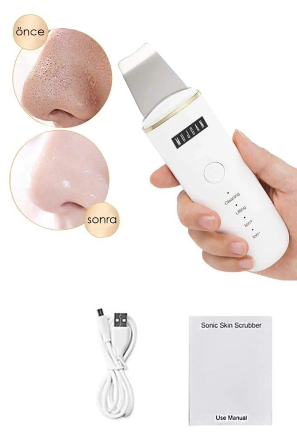 Ultrasonic Scubber Siyah Nokta Akne Gidereci Yüz Spatulası Ölü Deri Temizleme - pazariz Görsel 3