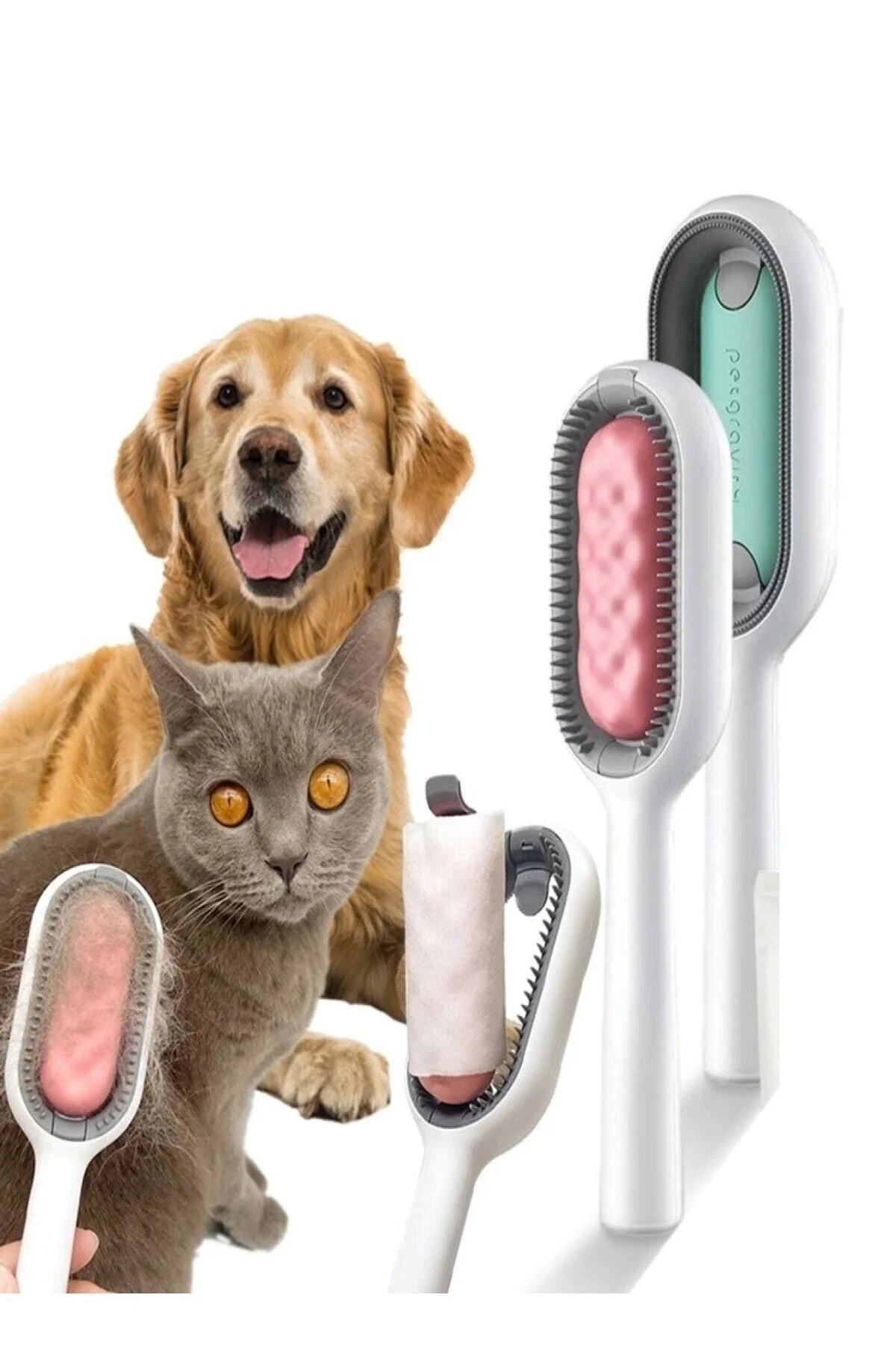 Kedi Köpek Tüy Saç Tımar Temizleme Fırçası Tarağı - pazariz Görsel 3