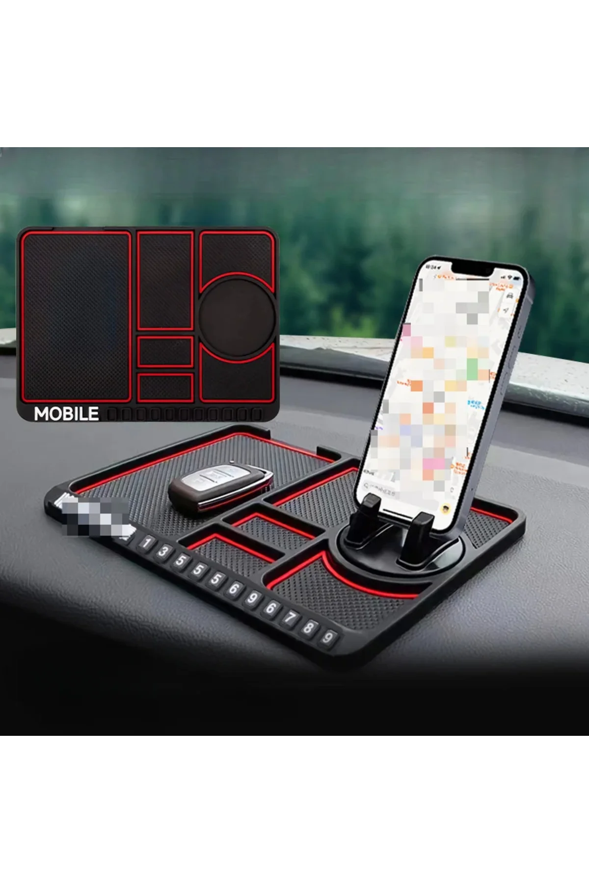 Araç İçi Kaydırmaz Ped 3D Numaratör Telefon Tutucu Torpido Çok Fonksiyonlu Araçiçi Aksesuar - pazariz Görsel 4