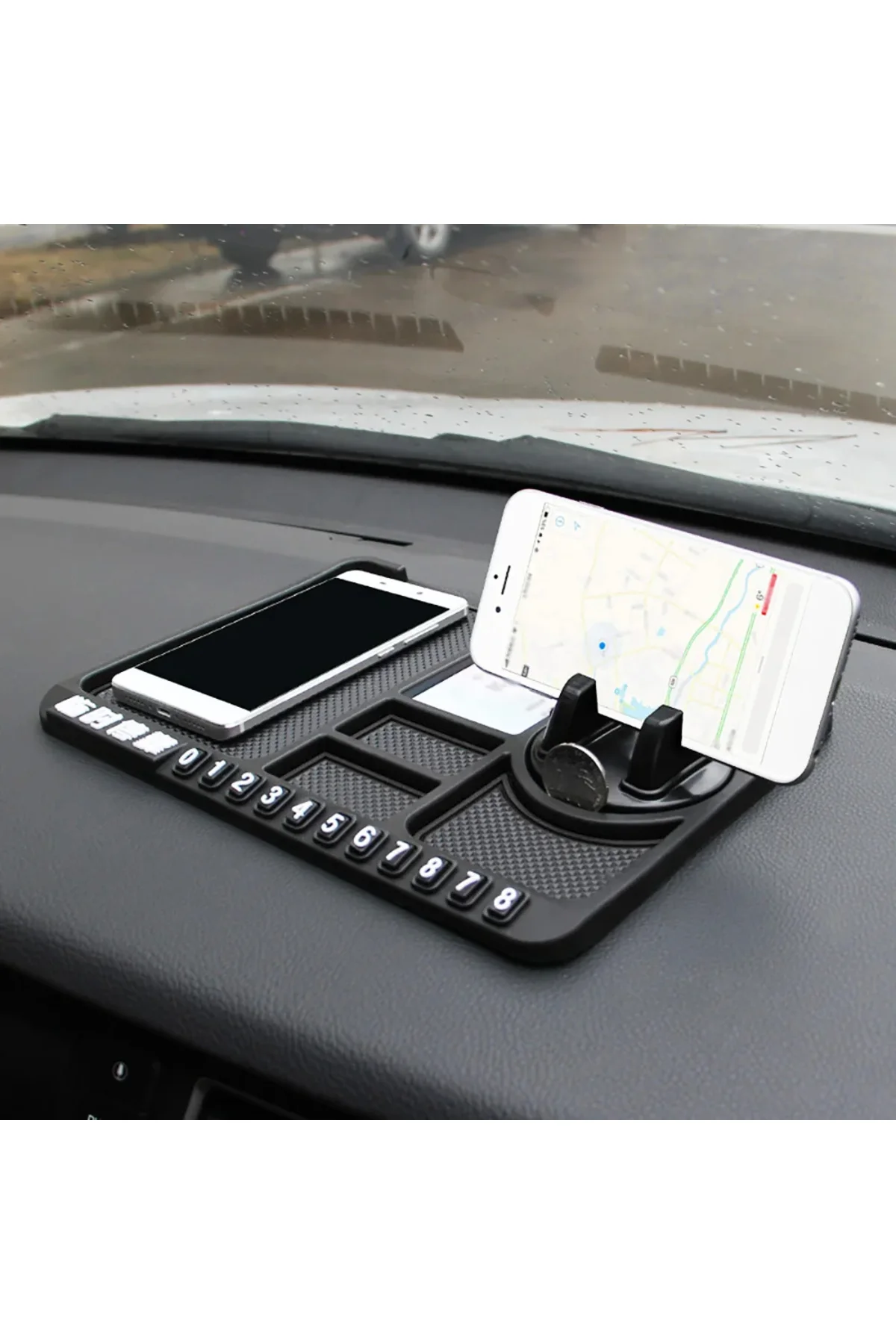Araç İçi Kaydırmaz Ped 3D Numaratör Telefon Tutucu Torpido Çok Fonksiyonlu Araçiçi Aksesuar - pazariz Görsel 6