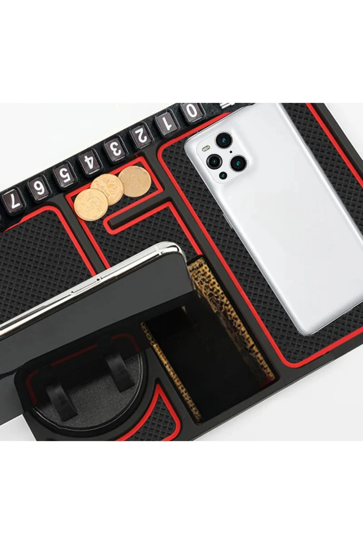 Araç İçi Kaydırmaz Ped 3D Numaratör Telefon Tutucu Torpido Çok Fonksiyonlu Araçiçi Aksesuar - pazariz Görsel 3