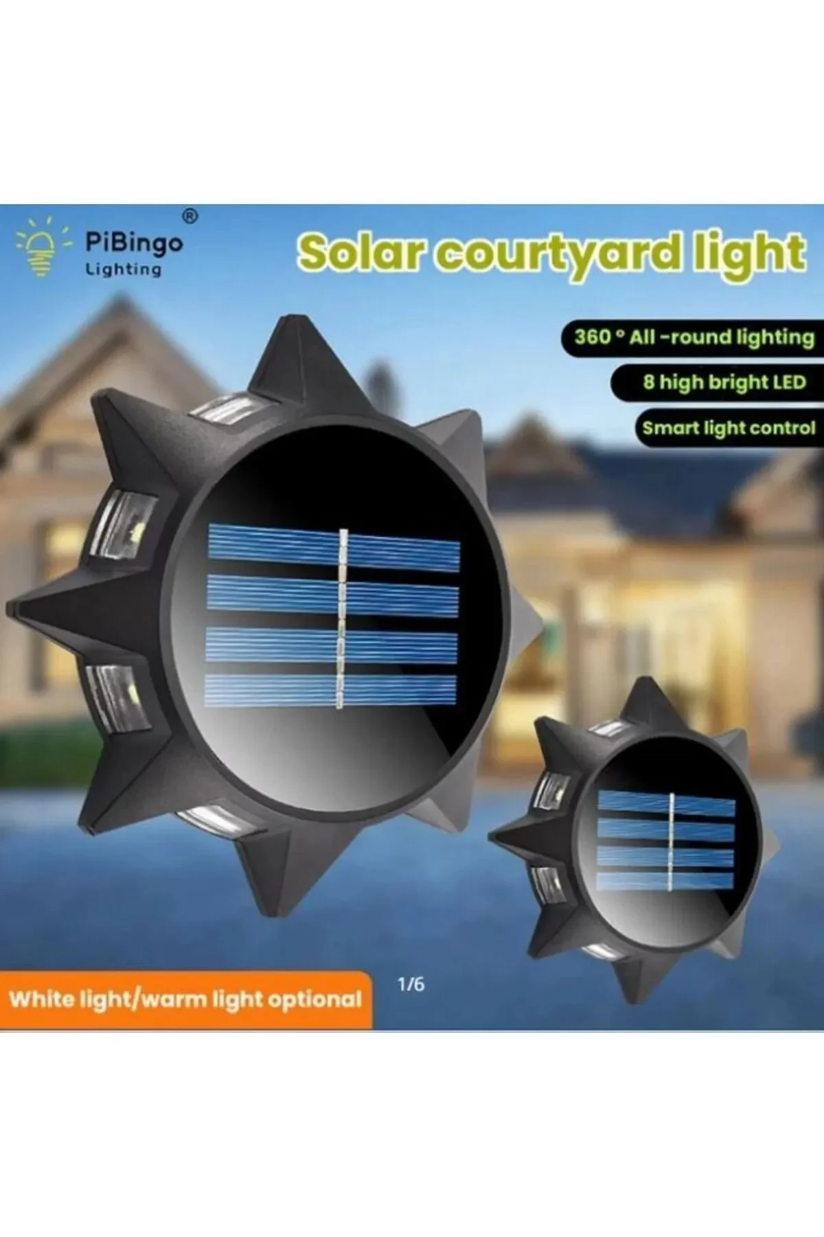 Sarı Renk Güneş Işığı Görünümlü 8 LED Solar Saplamalı Bahçe Dış Duvar Işıklandırma Lamba - pazariz Görsel 8