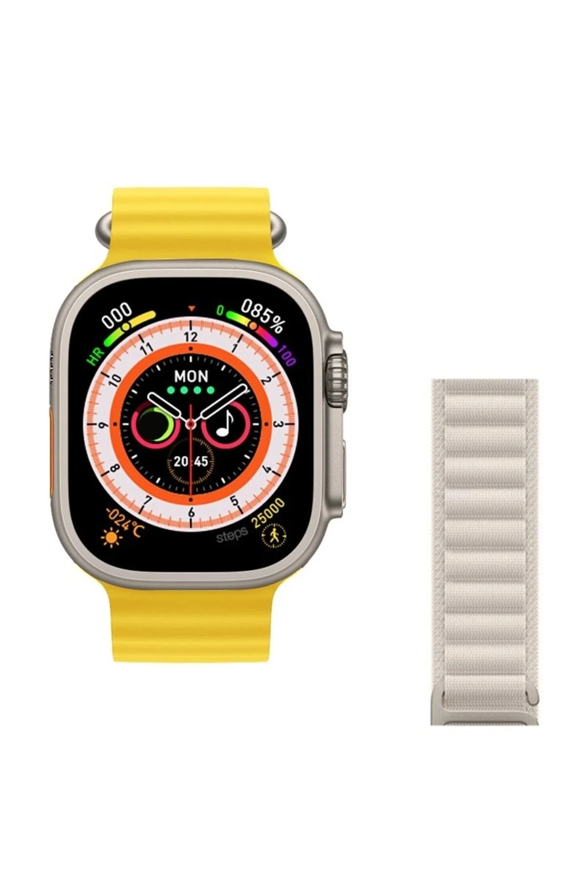 Watch 8 Ultra 49mm Amax Ultra Akıllı NFC - GPS - Kablosuz Şarj Sarı Kordonunu Seç