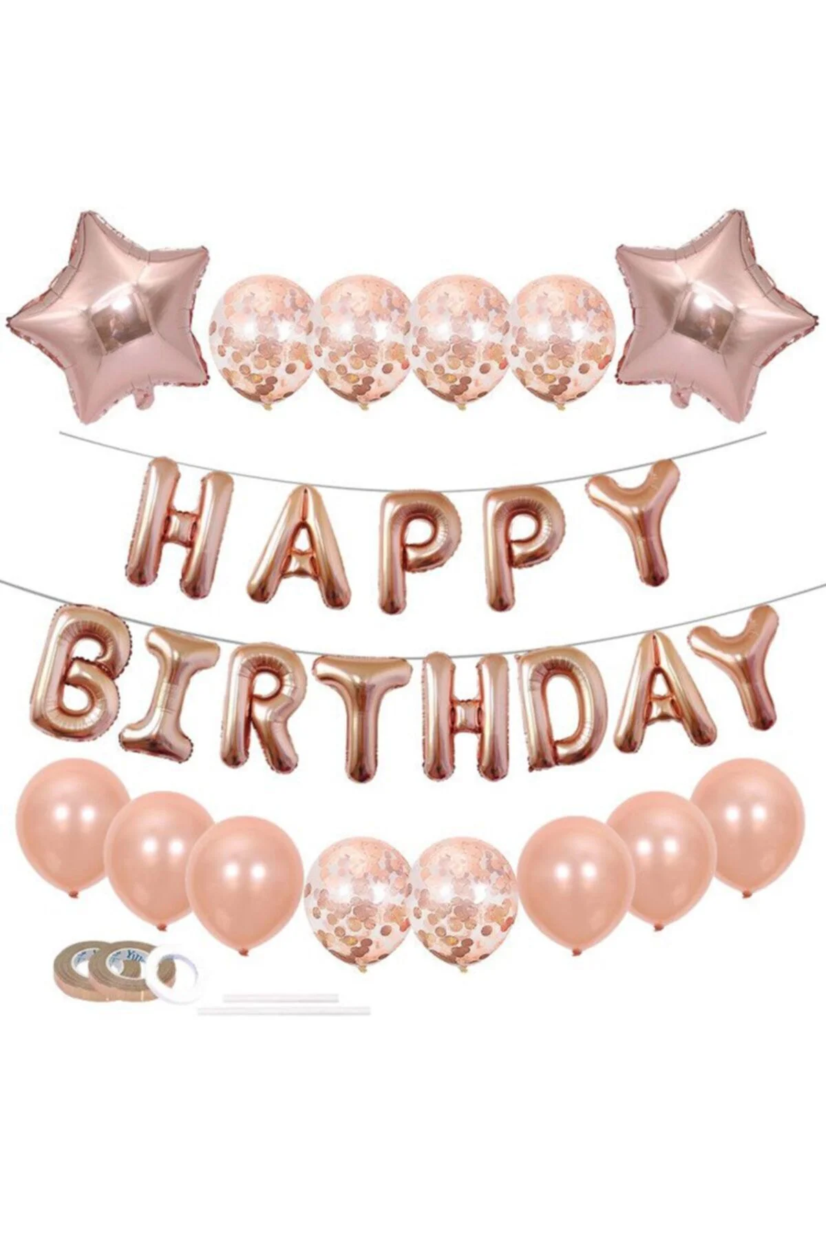 Rose Gold Happy Birthday Doğumgünü Seti