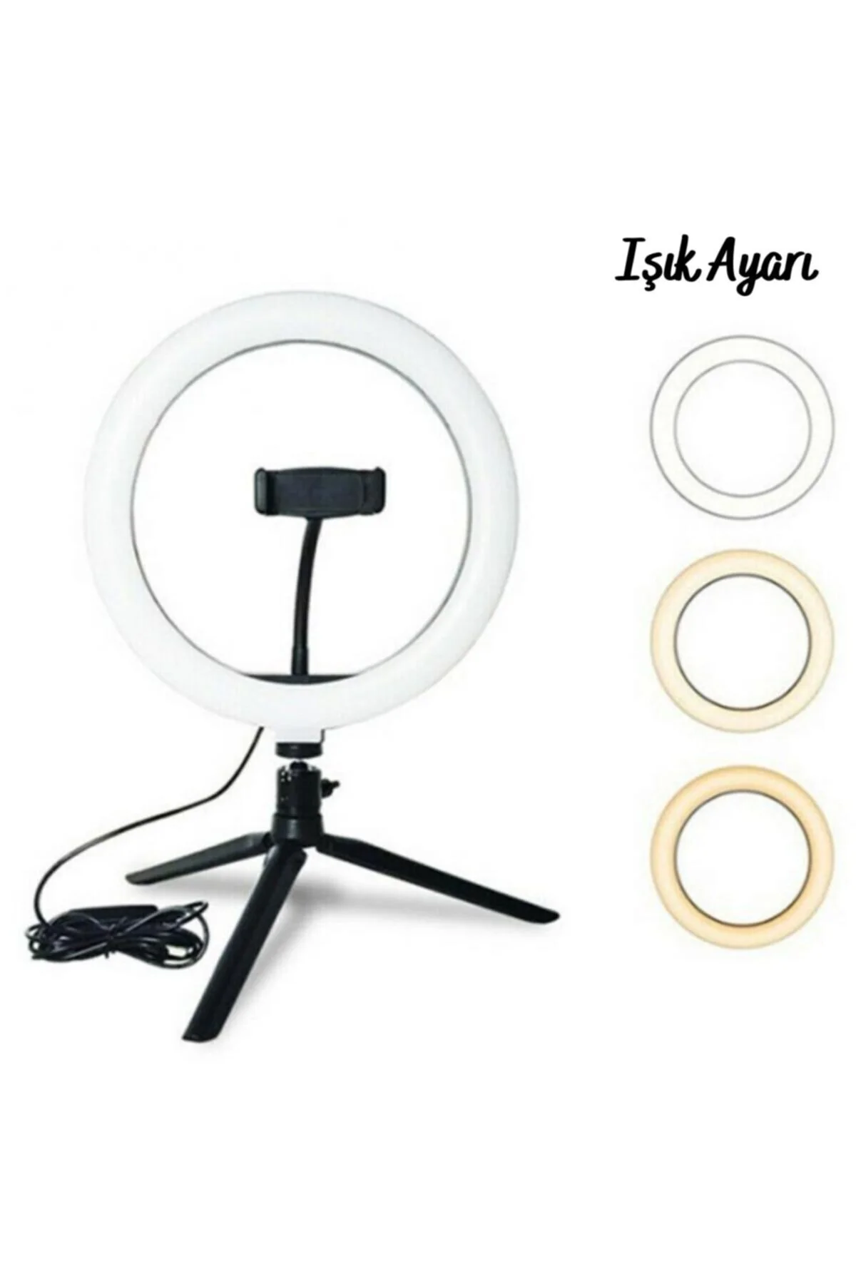 10inç 26cm Youtube Instagram Tiktok Selfie Stüdyo Video Fotoğraf Ring Light Tripod Led Halka Işık - rennway Görsel 6