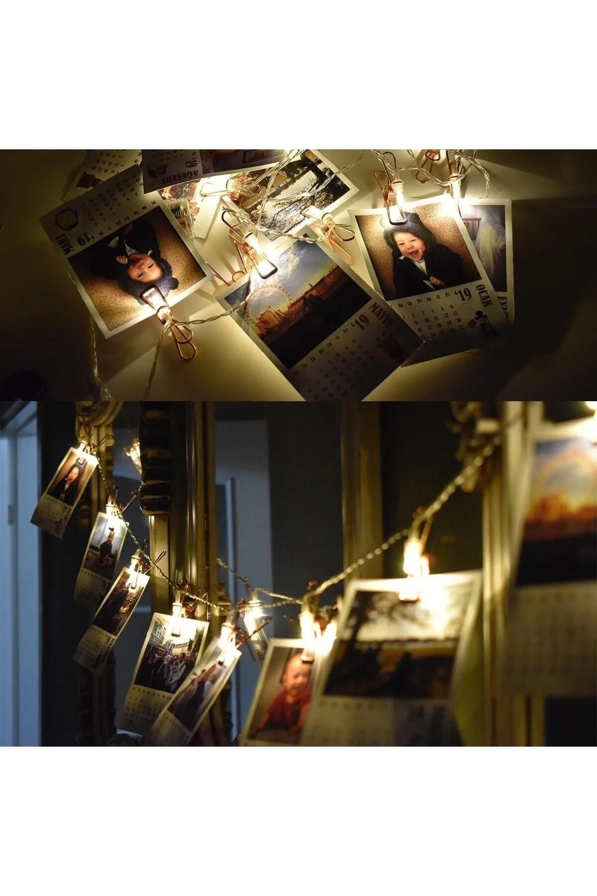 2 Metre 10 Adet Led Işıklı Dekoratif Fotoğraf Askılığı Mandalları - HomeCare Görsel 2